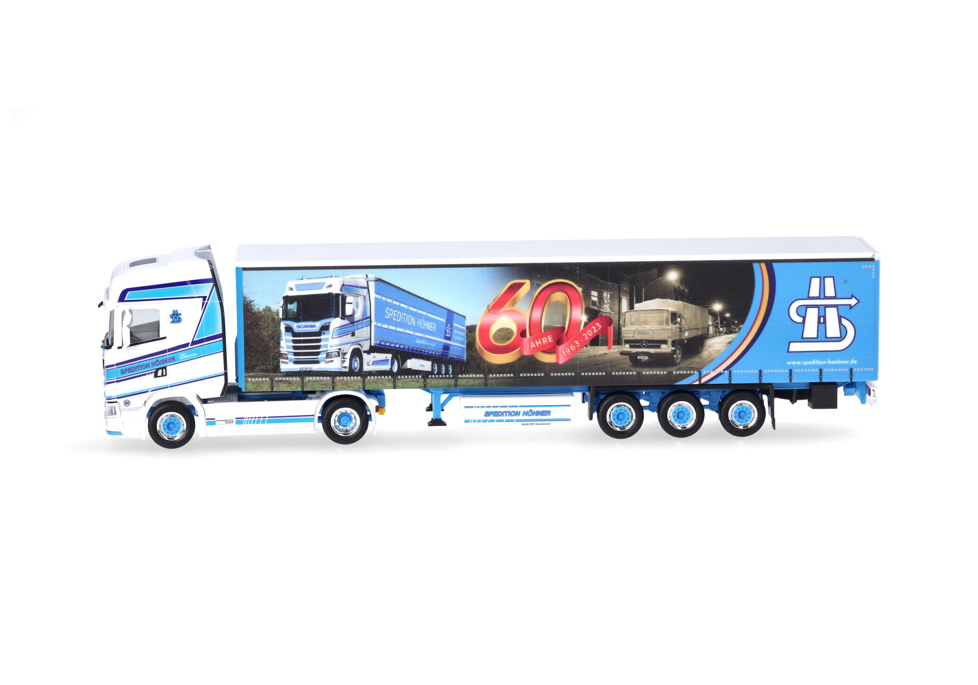 Scania CS20 HD Gardinenplanen-Sattelzug „Spedition Höhner/60 Jahre“ (Rheinland-Pfalz/Weyerbusch)