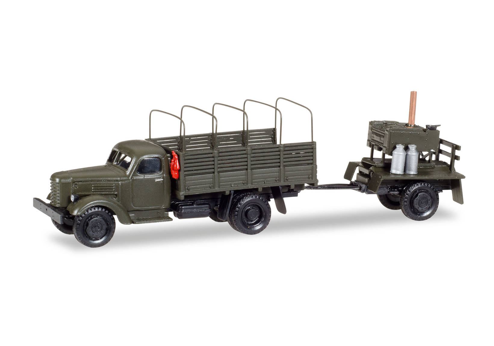 ZIL 151 canvas trailer with truck tarp hoops and trailer with field kitchen "NVA in Polen"