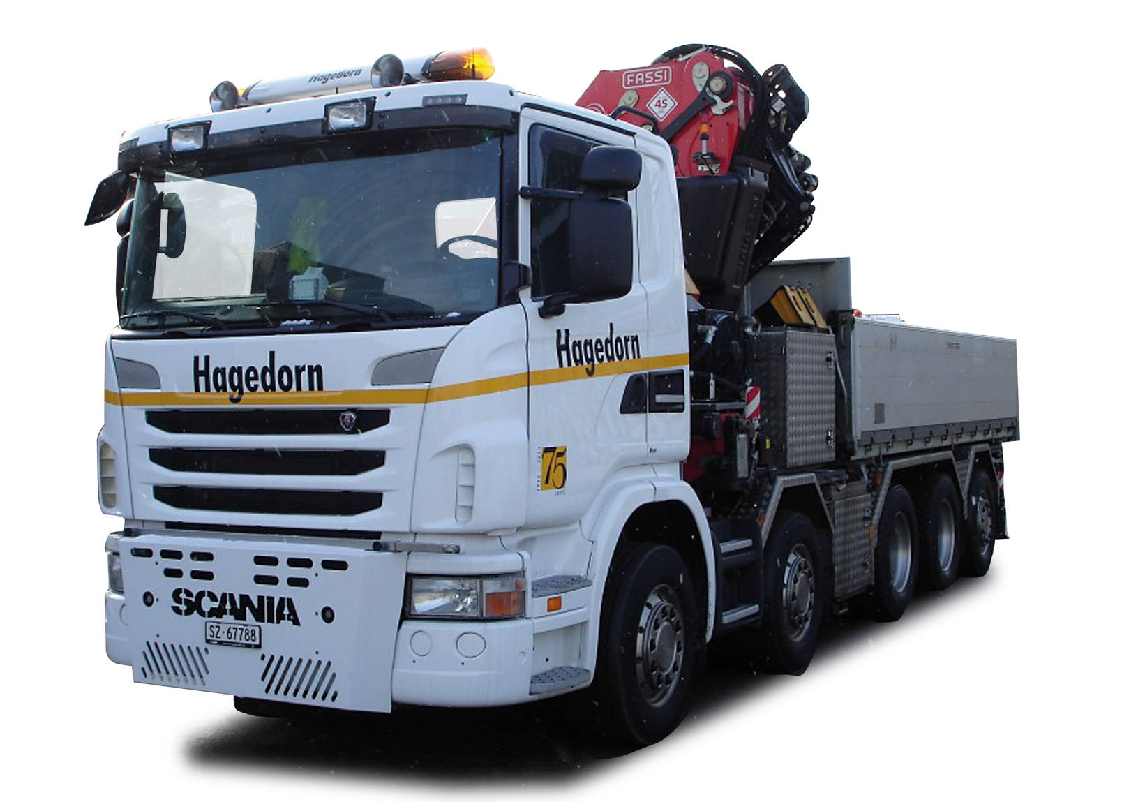 Scania R dumper with loading crane "Hagedorn"