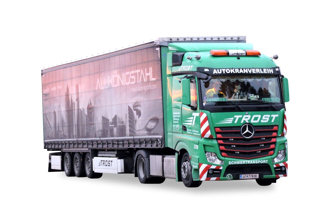 Herpa Mercedes Benz Actros Streamspace Gardinenplanen Sattelzug Trost