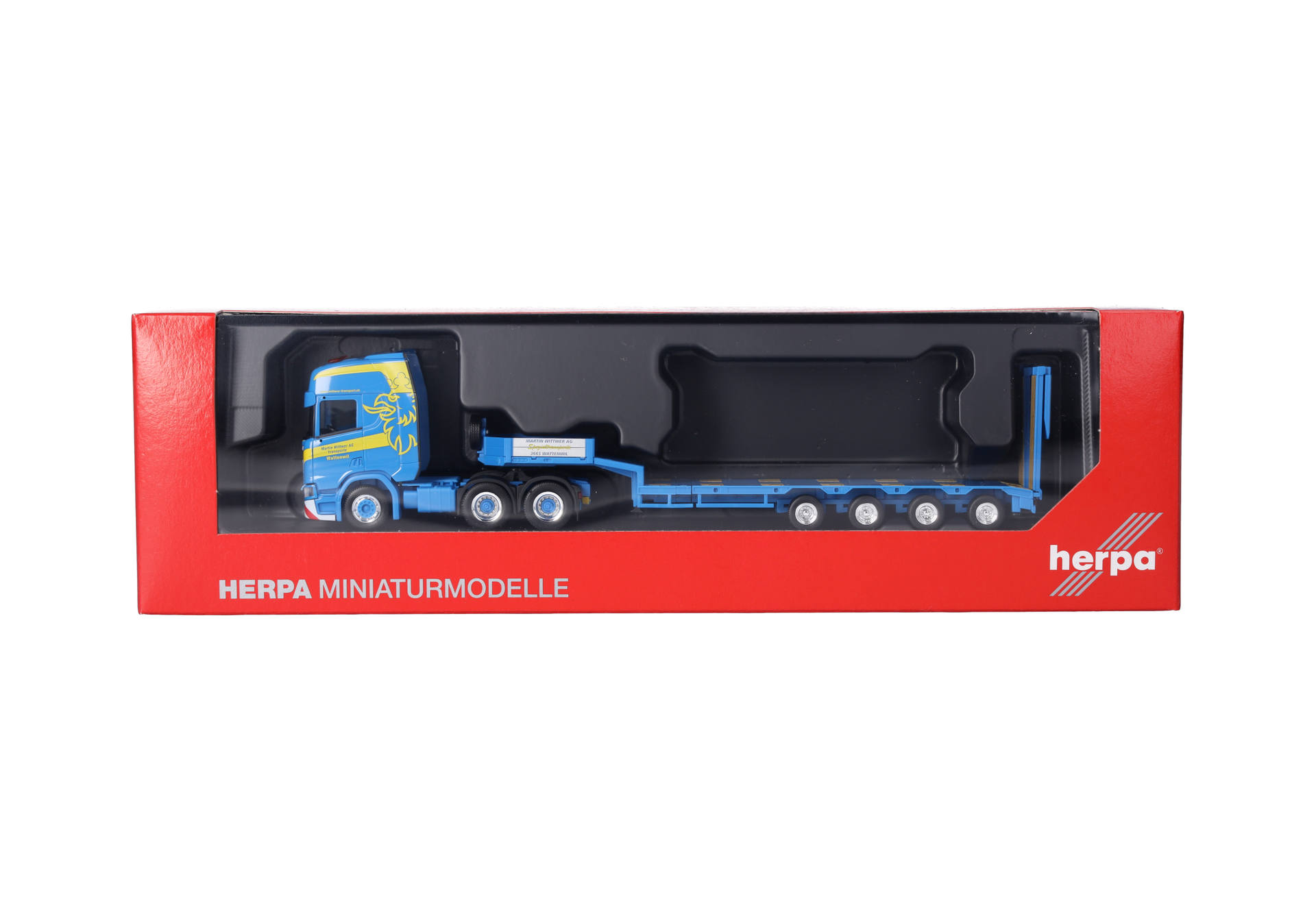 Scania CR 20 HD Semitieflade-Sattelzug mit Rampen "Martin Wittwer Wattenwil"