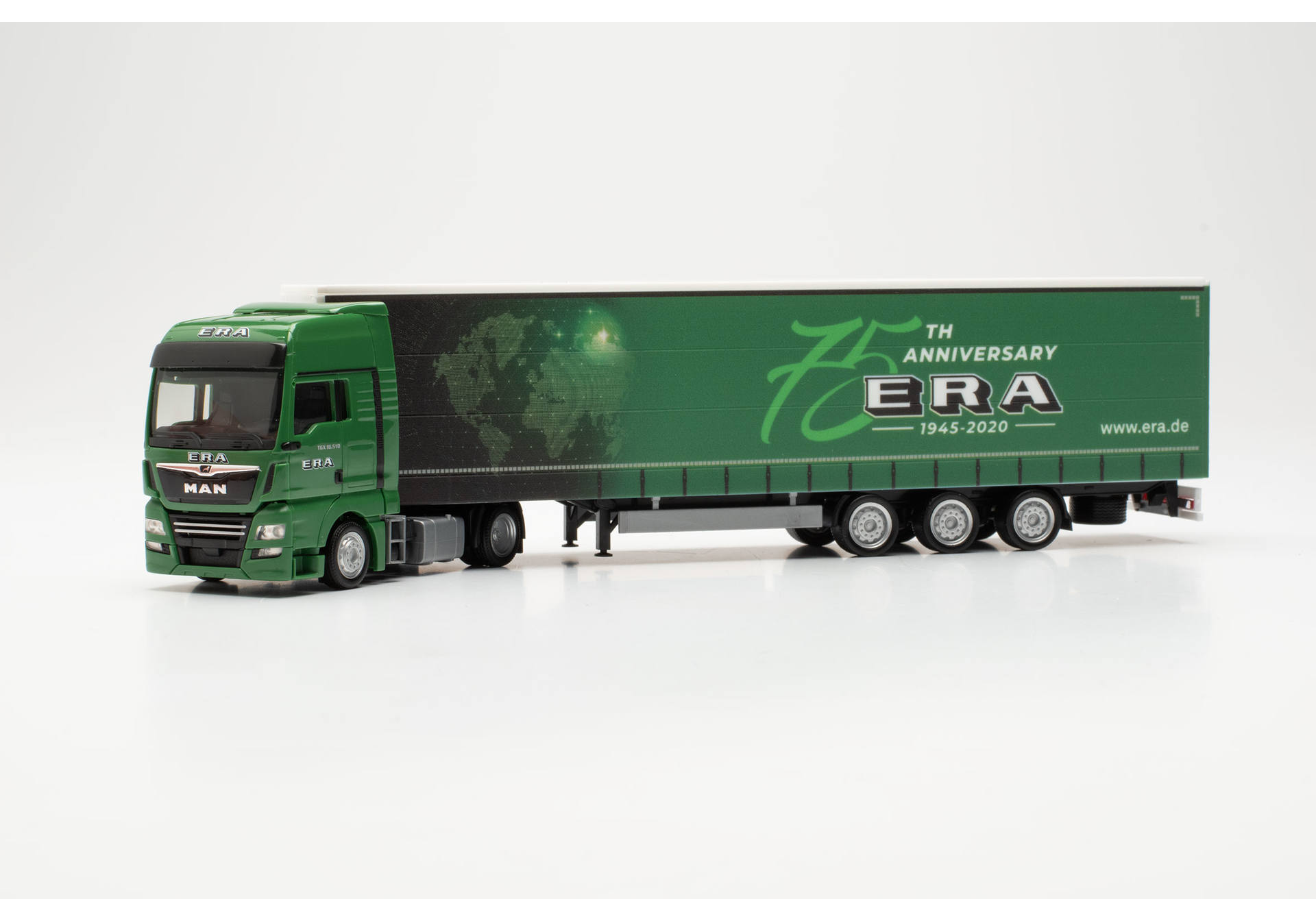 MAN TGX XXL Jumbo curtain canvas semitrailer truck „75 years ERA“ 