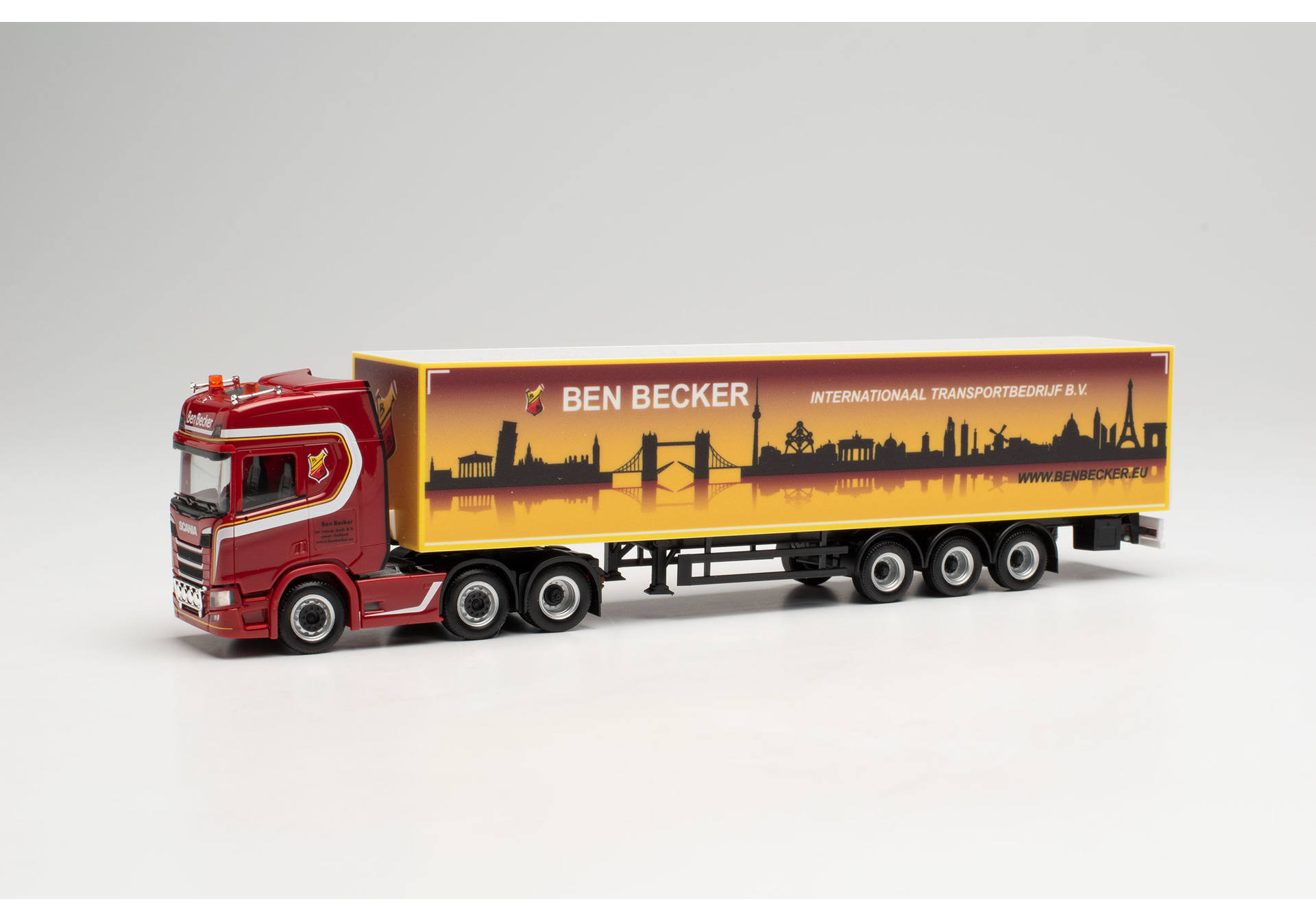 Scania CR 20 high roof 6×2 box semitrailer "Ben Becker"