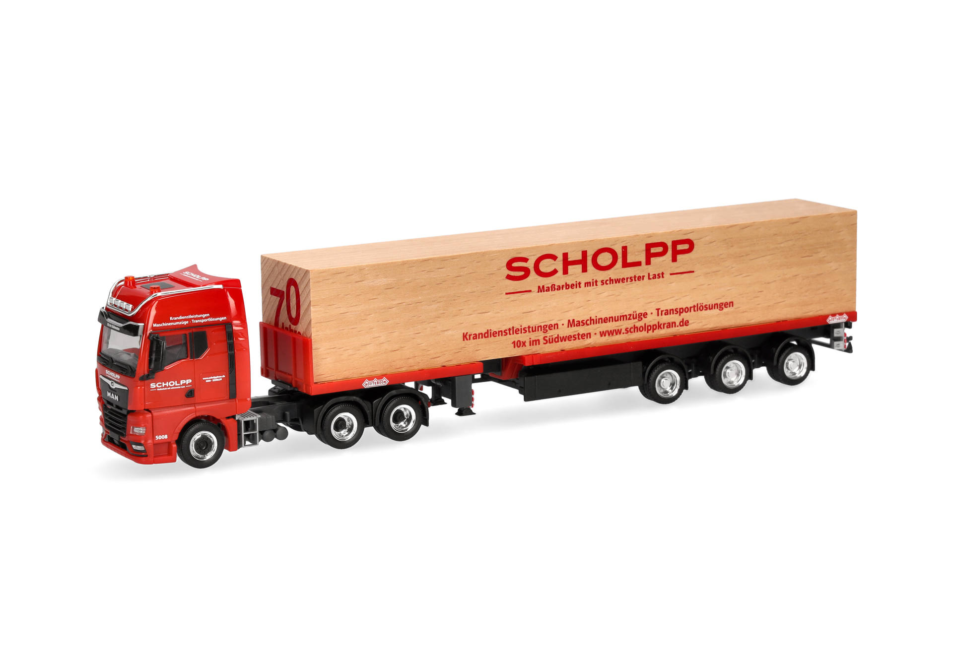 MAN TGX GX teletrailer semitrailer truck "70 years Scholpp"