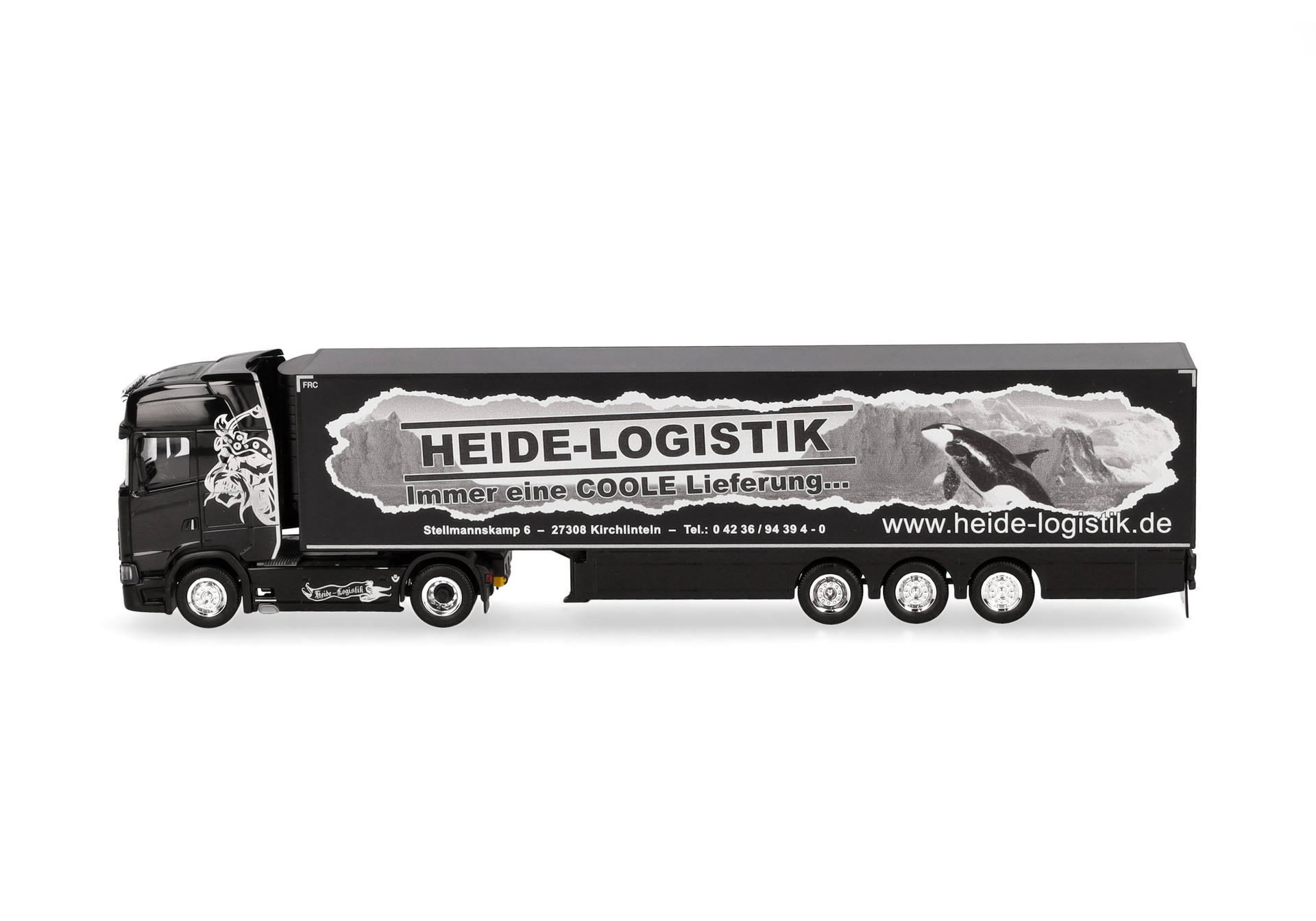 Scania CS 20 HD refrigerated box semitrailer truck "Heide Logistik"