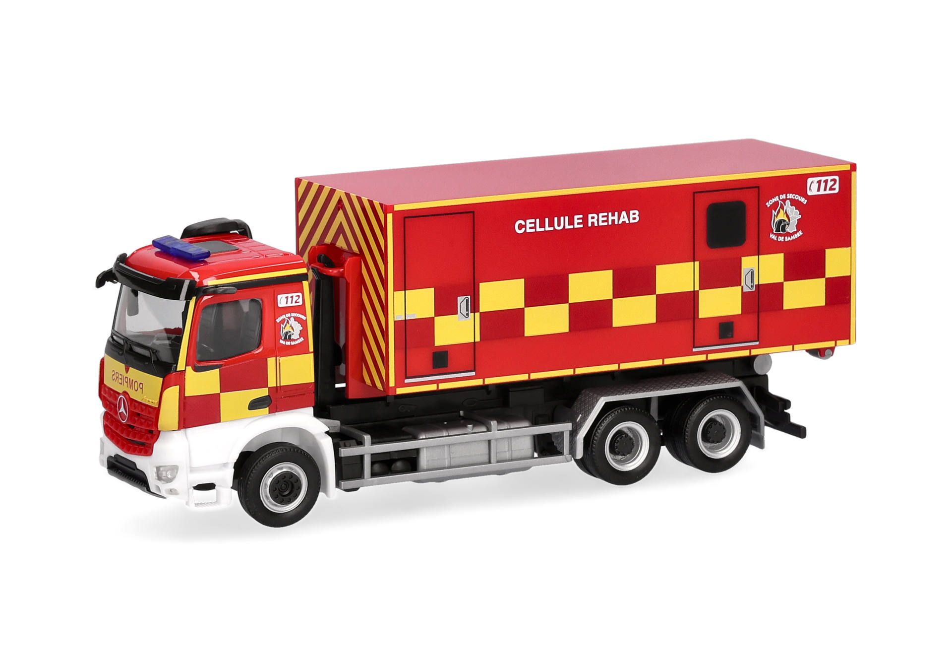 Mercedes-Benz Arocs M interchangeable truck 3axles "Pompiers Cellule Rehab" (Belgium)