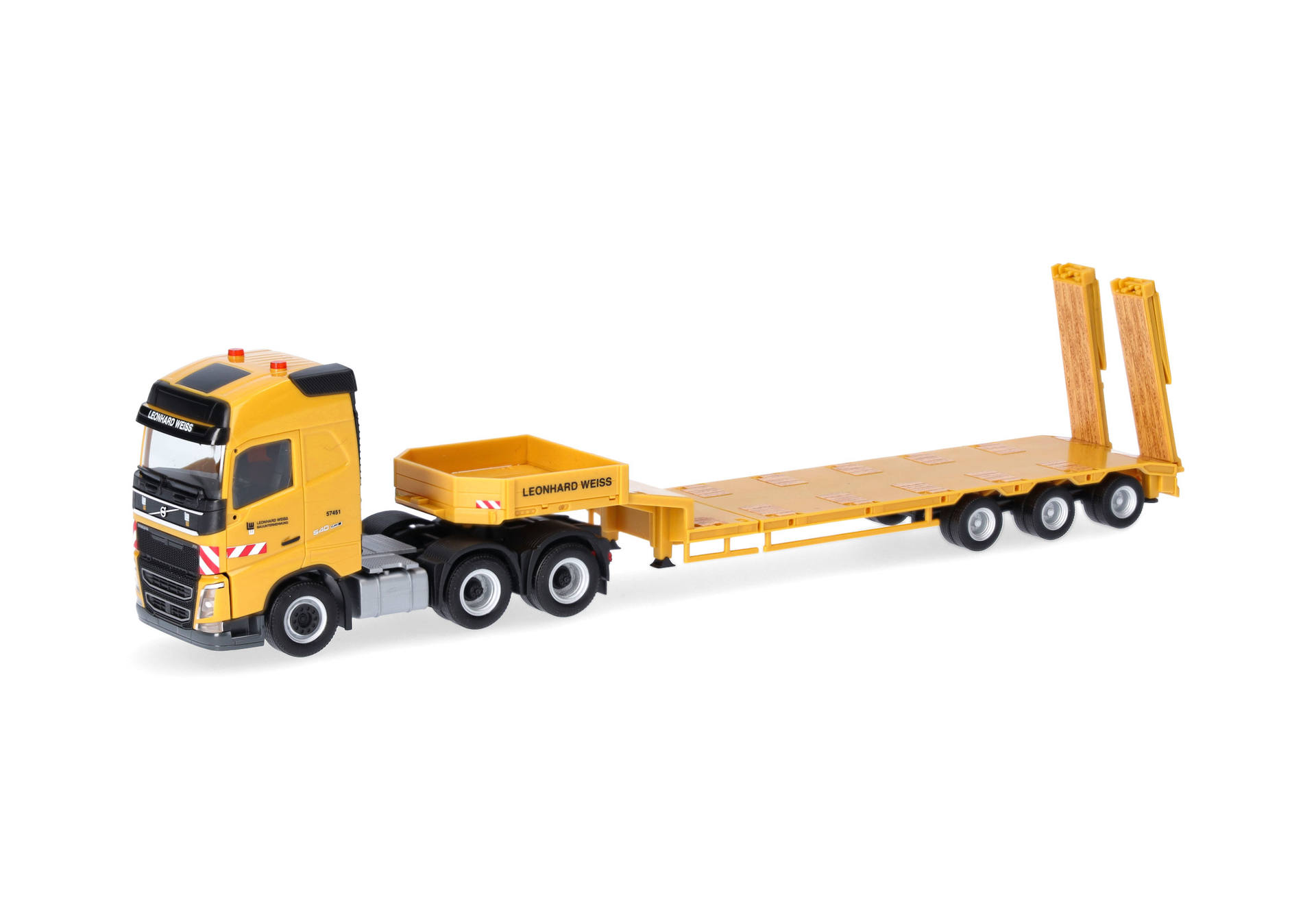 Volvo FH GL 13 semi low-boy semitrailer "Leonhard Weiss"