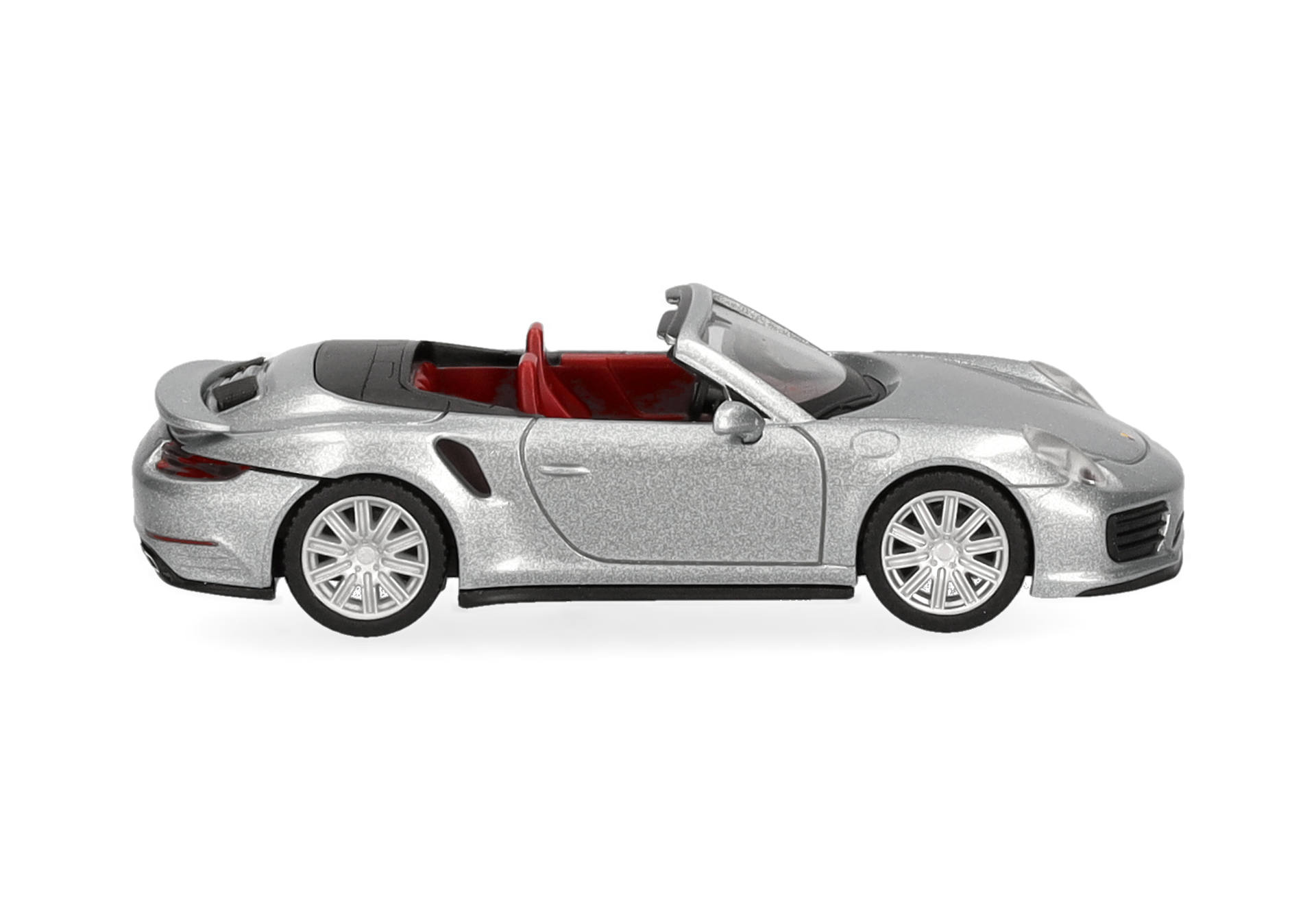 toy car, convertible, silver, red interior, diecast