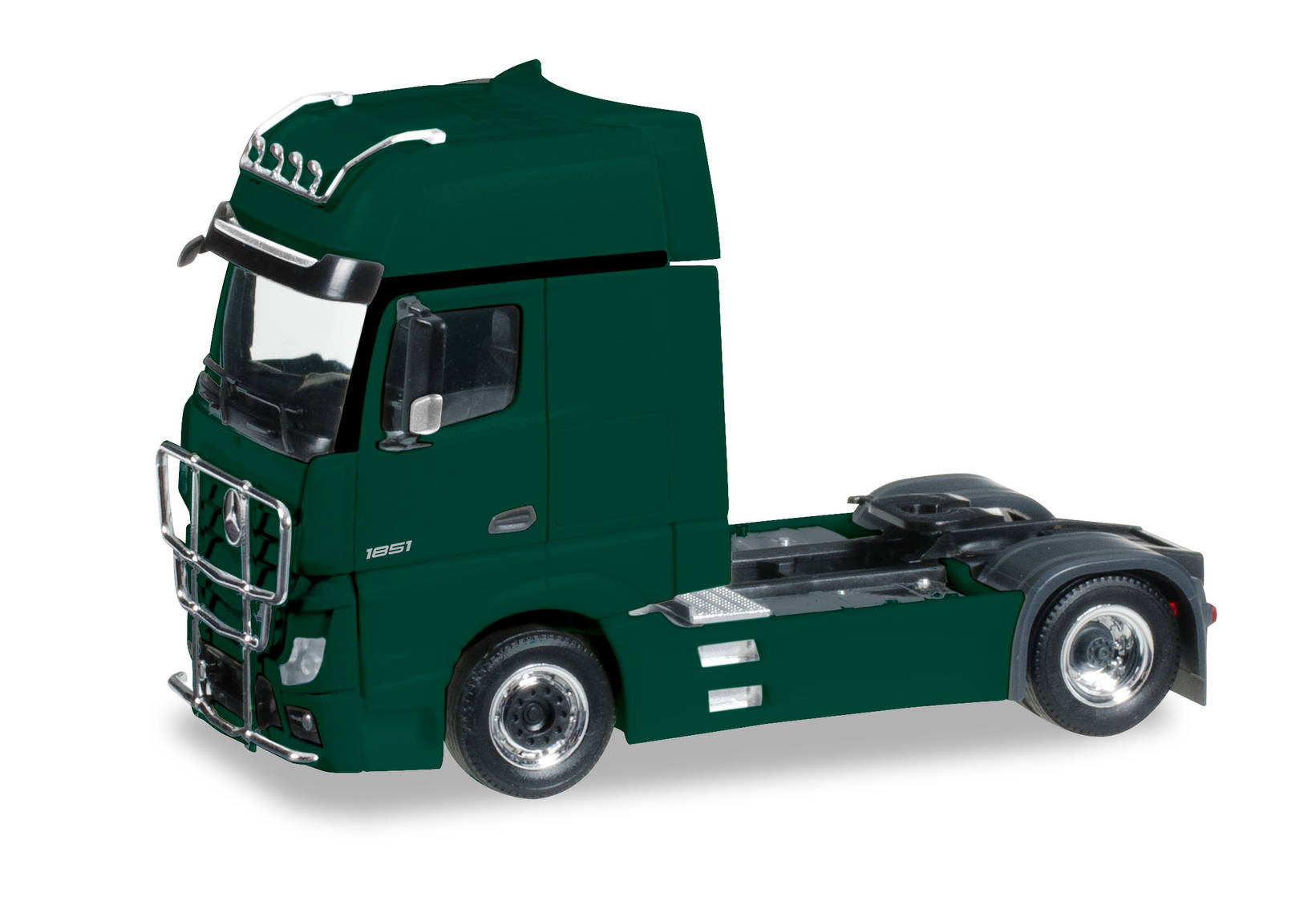 Mercedes-Benz Actros Gigaspace Zugmaschine mit Rammschutz und Lampenbügel, moosgrün