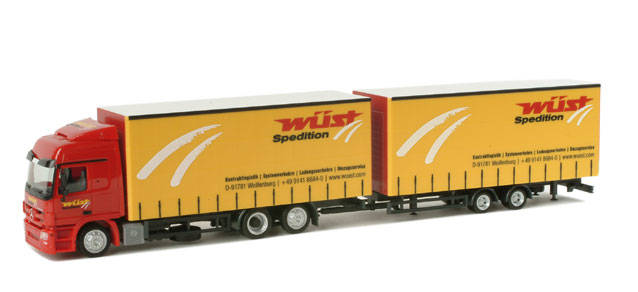 Mercedes-Benz Actros L interchangeable curtain canvas trailer „Wüst“