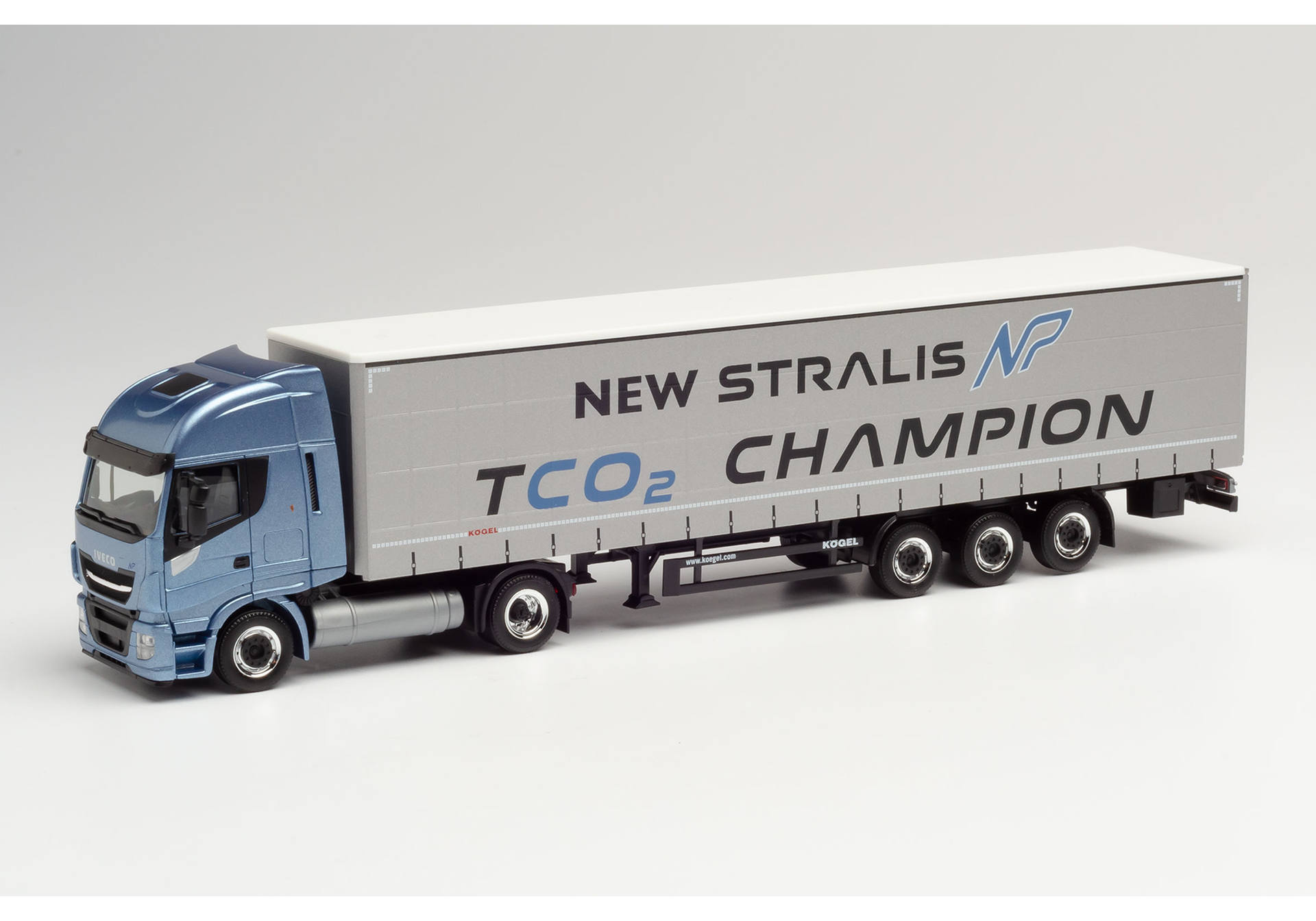Tco2 Slogo Herpa Iveco Stralis NP 460 Gardinenplanen-Sattelzug „New Stralis TCO2 ...