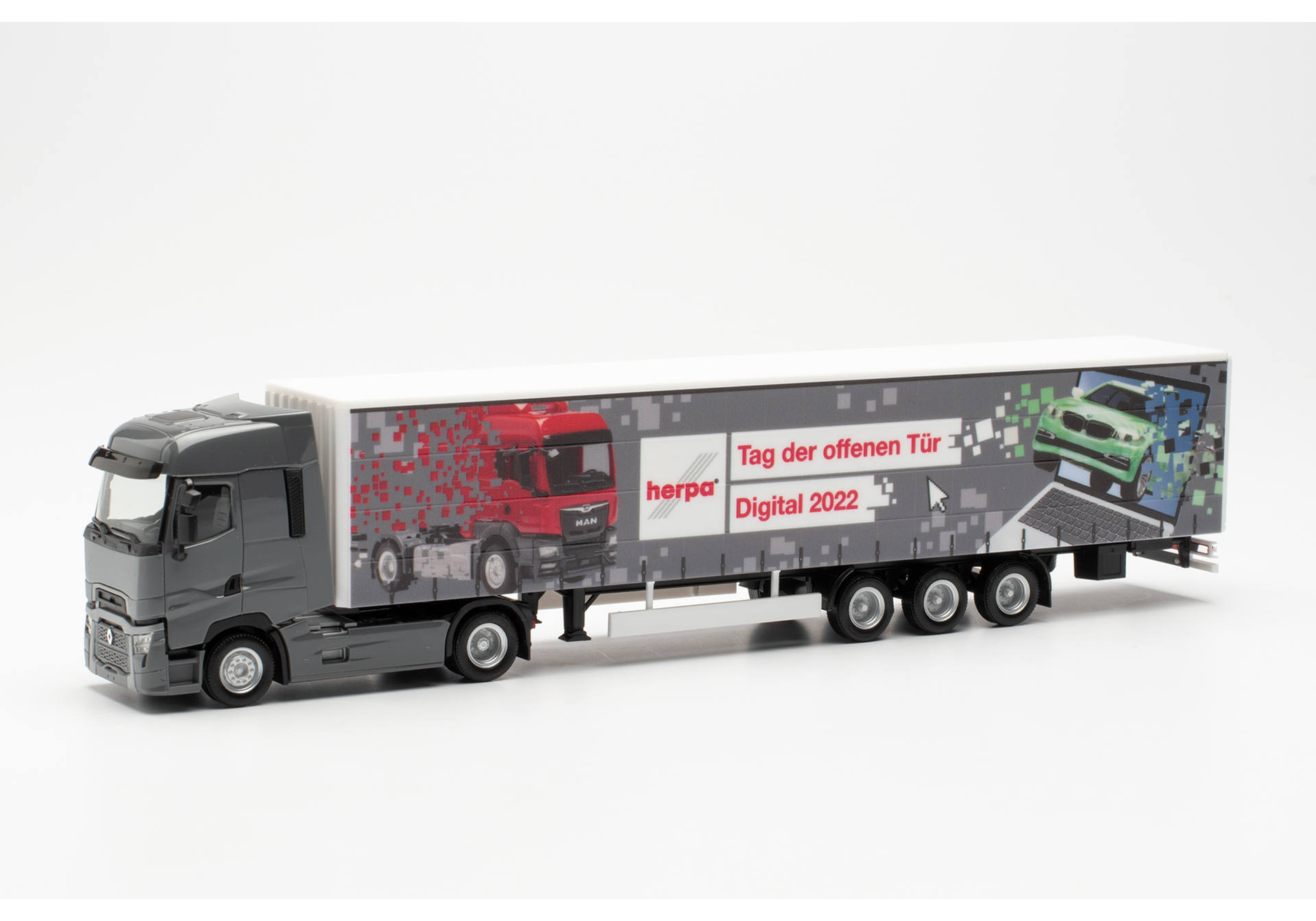 Renault T Facelift, nardograu + semitrailer „Rundgang” (15m curtain canvas)