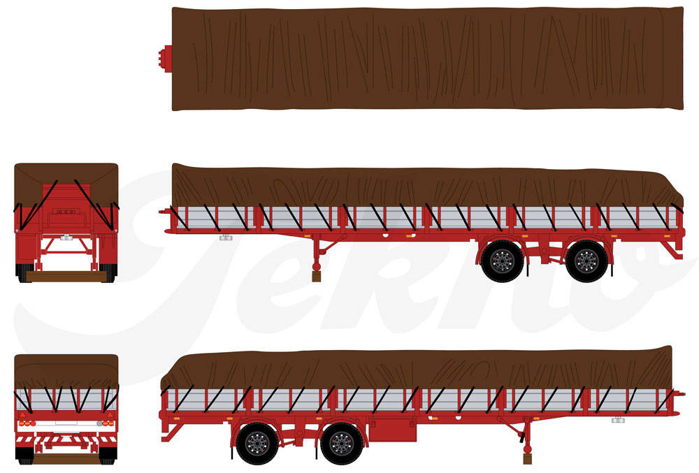 Flatbed semitrailer with flat Plane