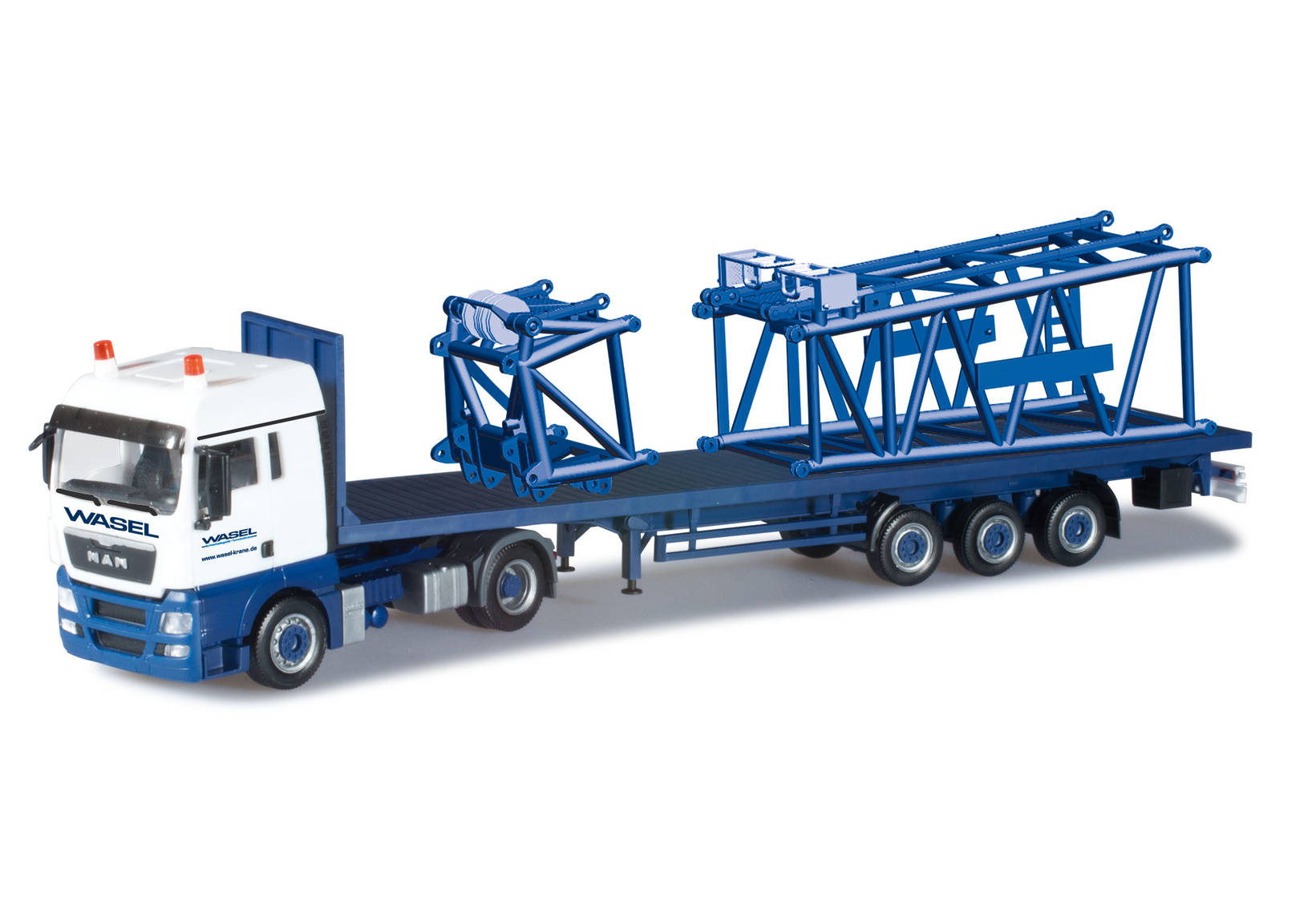 MAN TGX XLX Euro 5 platform semitrailer with reducing piece and end piece for Liebherr LR 1600/2 "Wasel Krane"