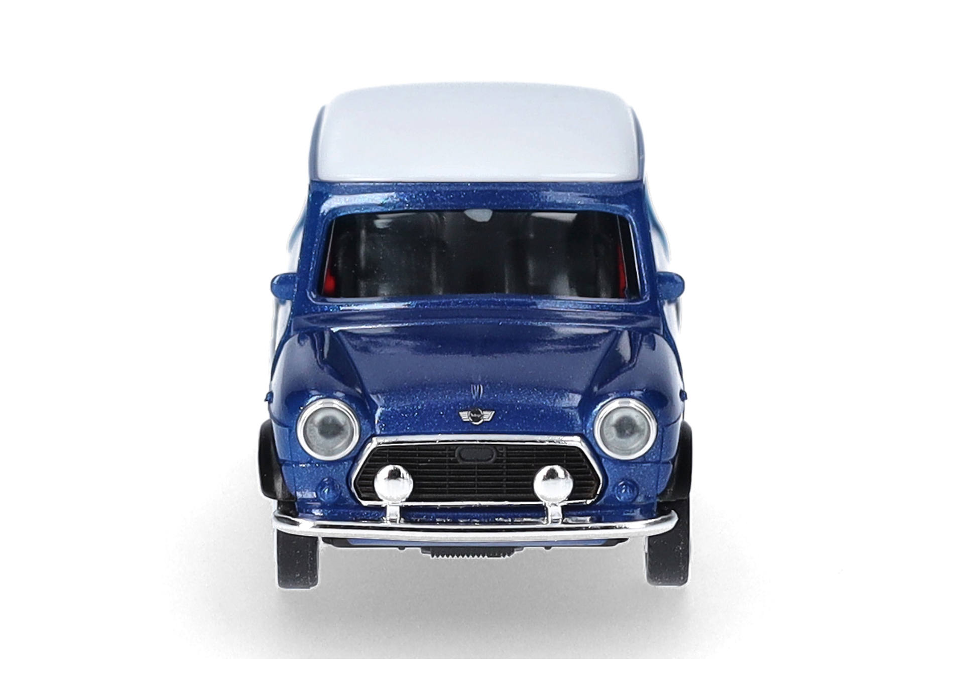 Miniature, blaues Auto, Frontansicht, Kühlergrill, Scheinwerfer