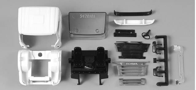 Scania M driver's cabin with sun shield (incl. rear-view mirror)Content: 2 pcs.