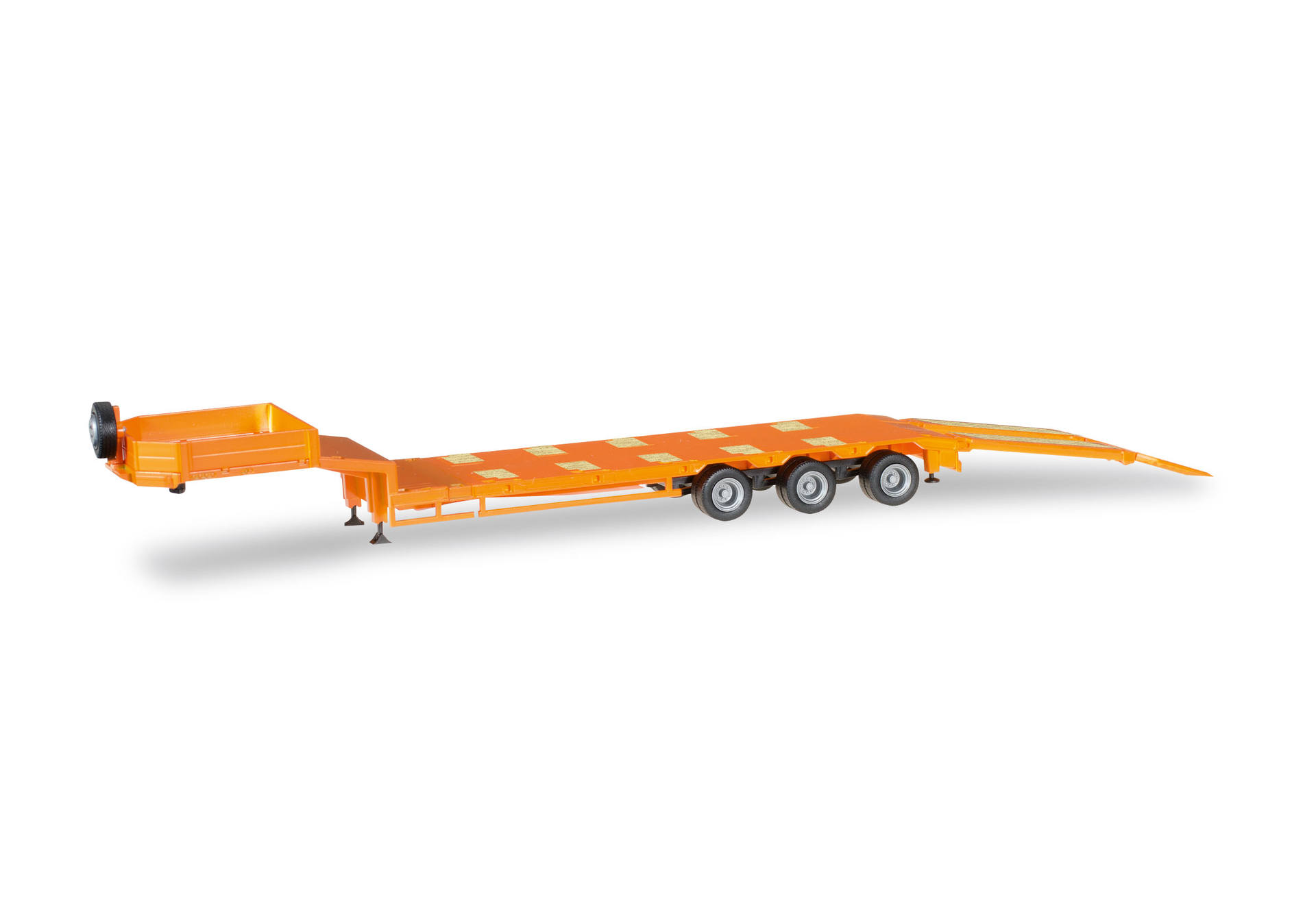 Goldhofer low boy trailer 3-axle with assembled chutes, traffic orange