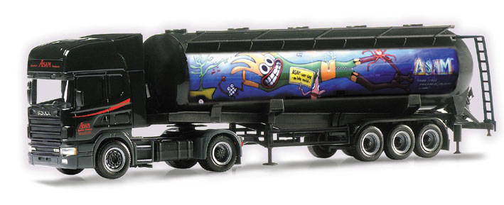 Scania 144 TL bulk semitrailer "Asam gibt gas"