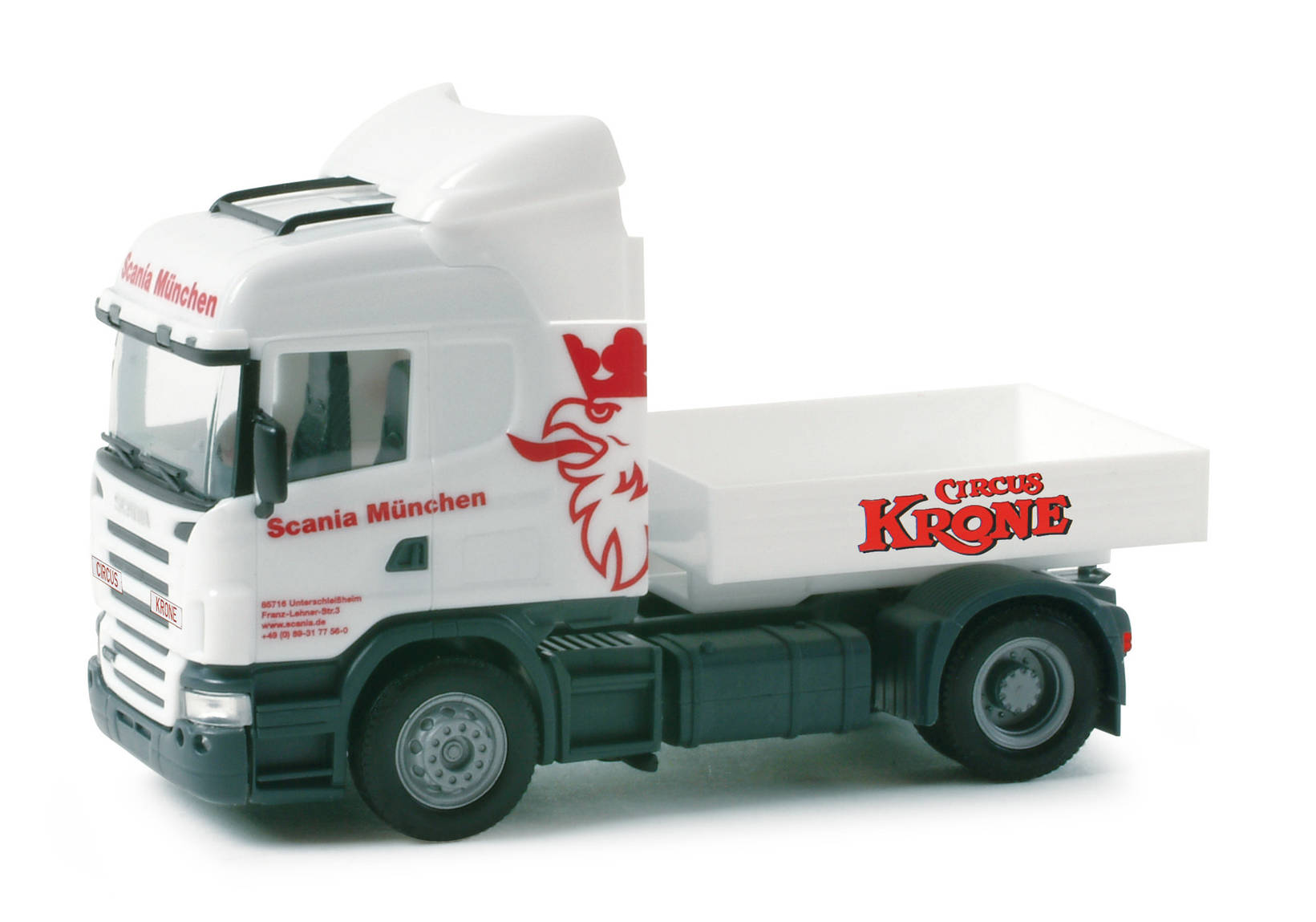 Scania R HL Zugmaschine mit Ballastpritsche "Circus Krone"