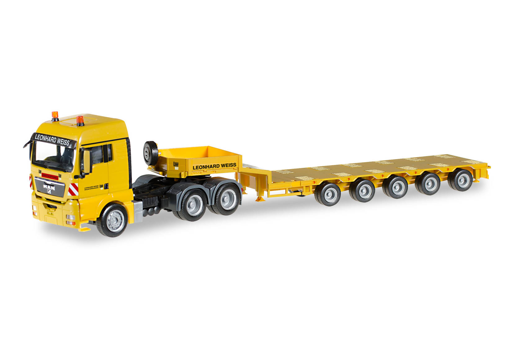 MAN TGX XLX Semitieflade-Sattelzug "Leonhard Weiss " (3a/5a)