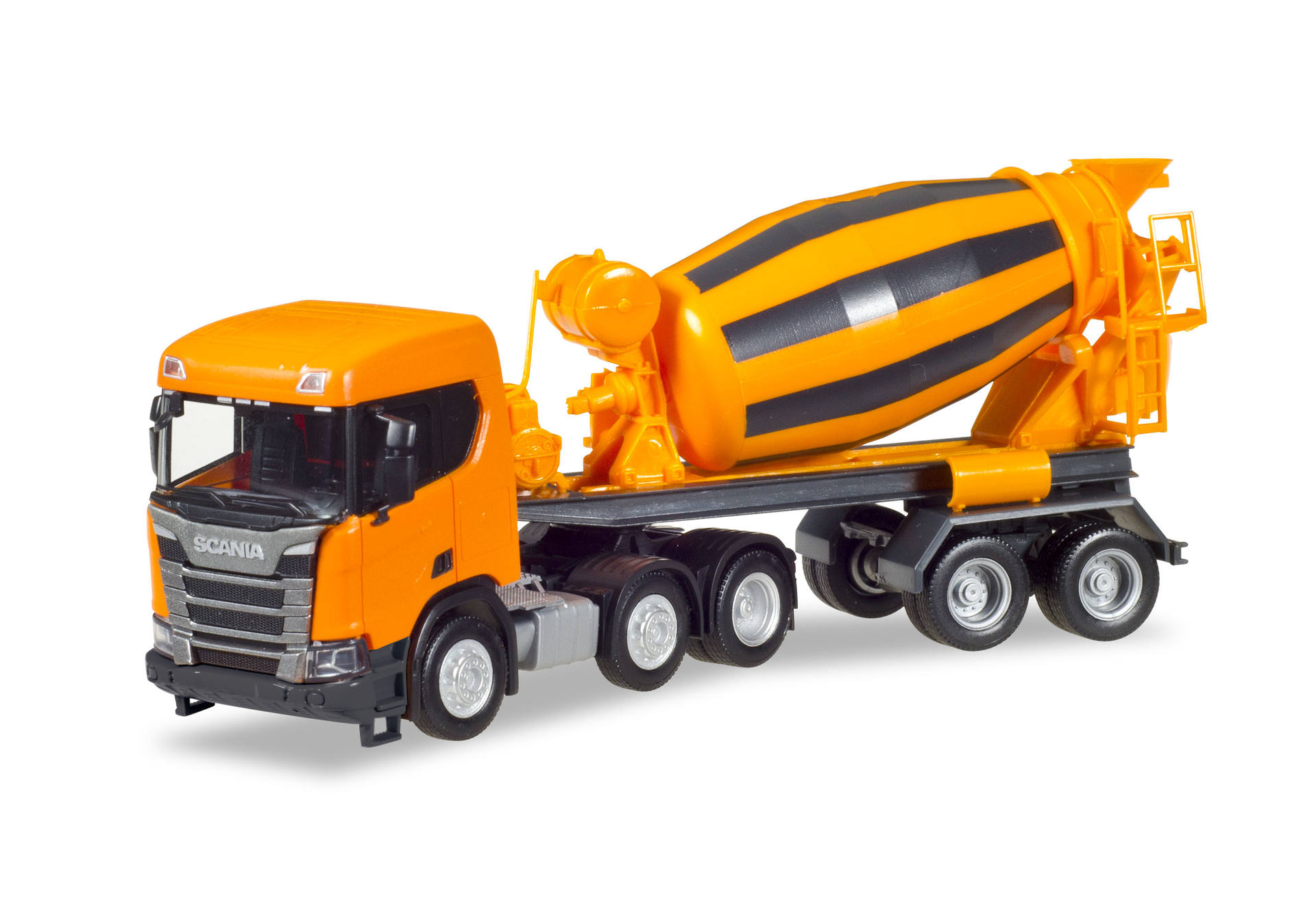 Scania CR XT flat Roof concrete mixer semitrailer, communal orange