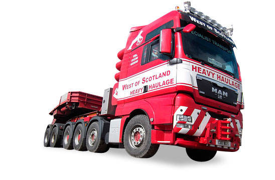 MAN TGX XXL low boy semitrailer "West of Scotland"