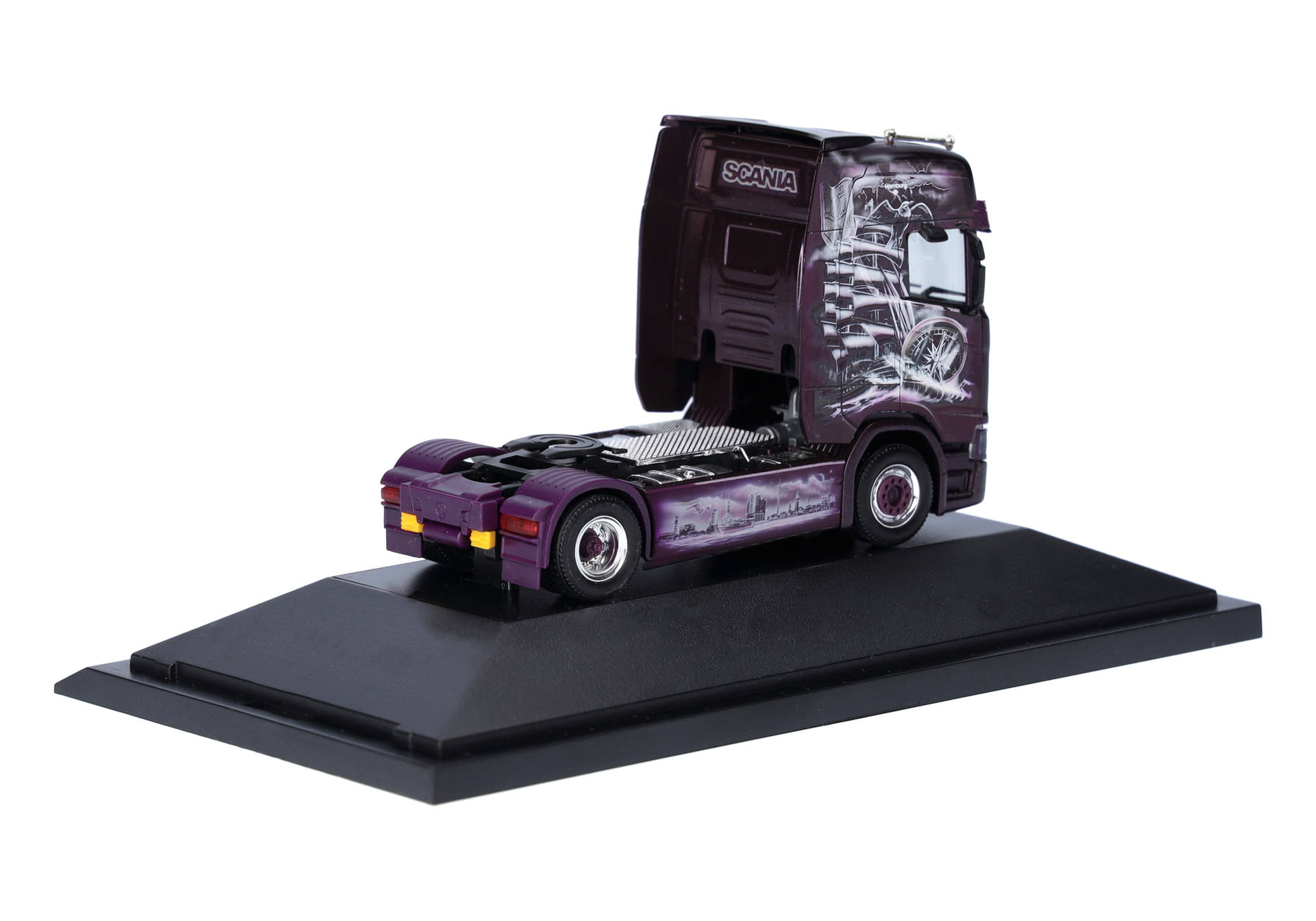 truck, cab, model, purple, display stand