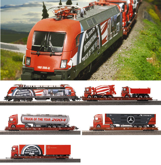 Truck transport train Mercedes-Benz Actros "Startrain" Herpa/Trix (DC version)