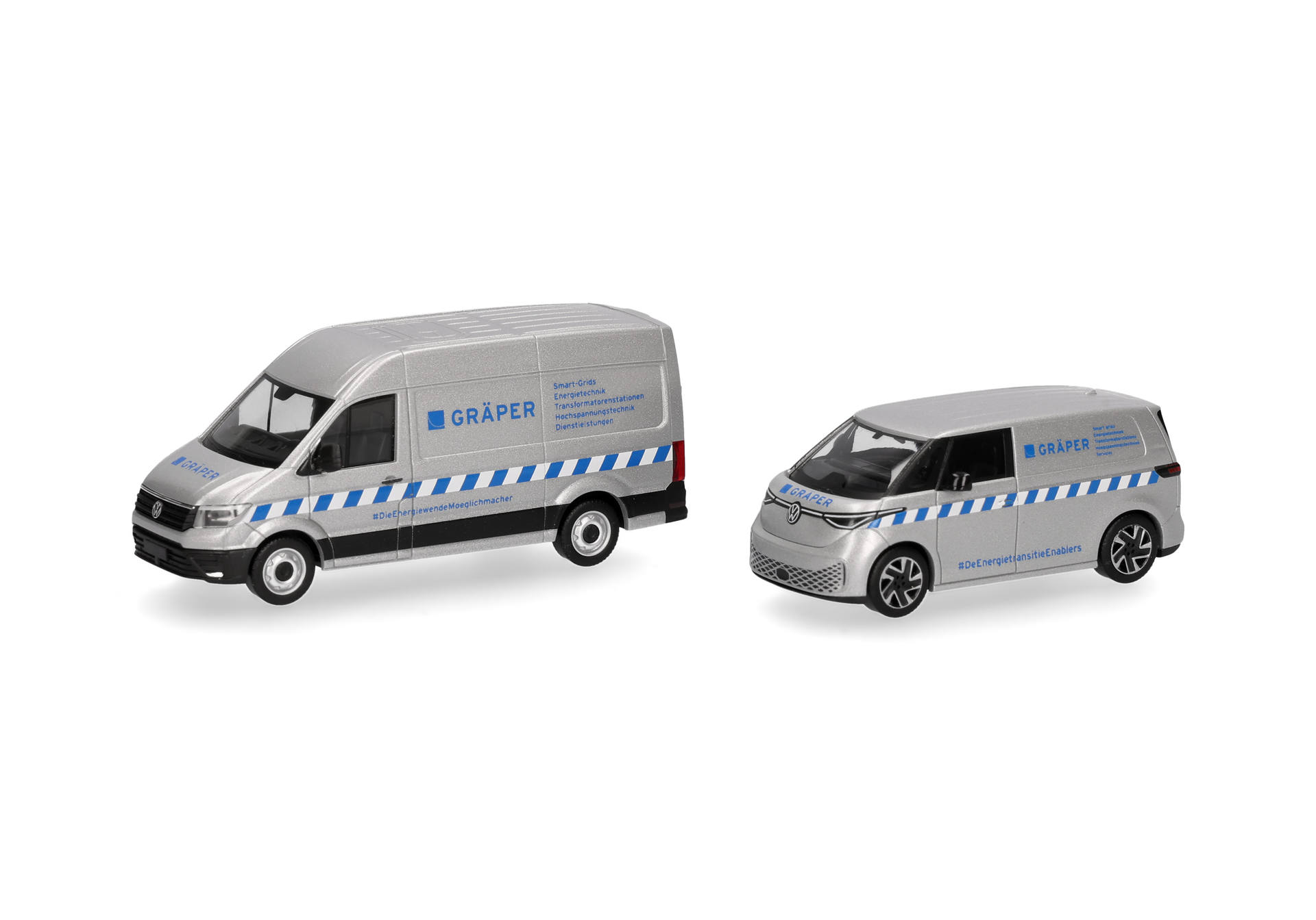 Set of 2: Volkswagen (VW) Crafter box high roof and VW ID.Buzz Cargo "Gräper"