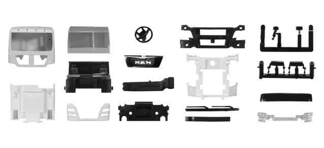 Driver's cabin MAN TGX XL Euro 6 without side skirting and roof spoiler Content: 2 pcs.
