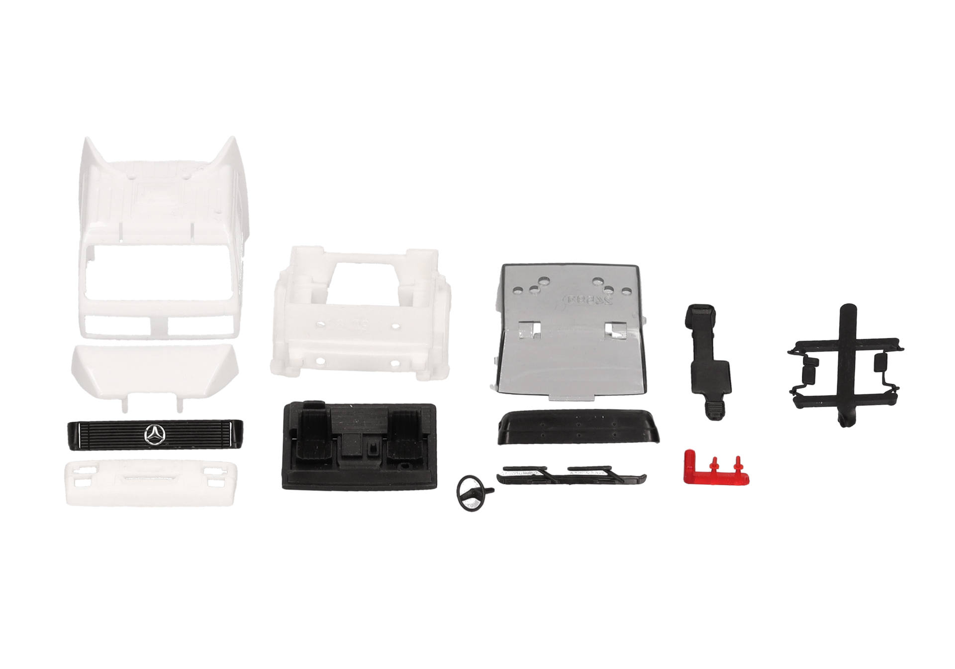 Teileservice: Mercedes-Benz SK88 Flachdach mit Windleitblechen, Dachspoiler, Sonnenblende, weiß (2 Stück)