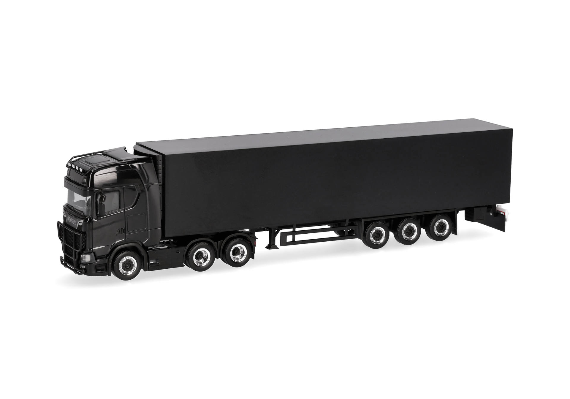 Scania CS 20 high roof refrigerated box semitrailer truck, black