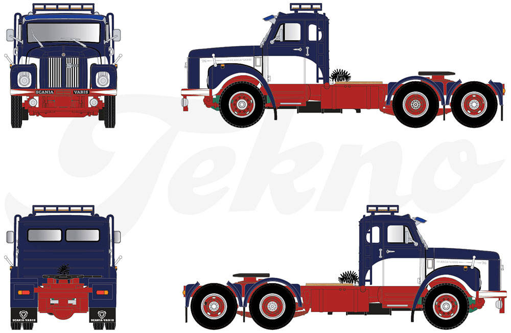 Scania Vabis 6x2 L 76 Hauber rigid tractor, blue/white