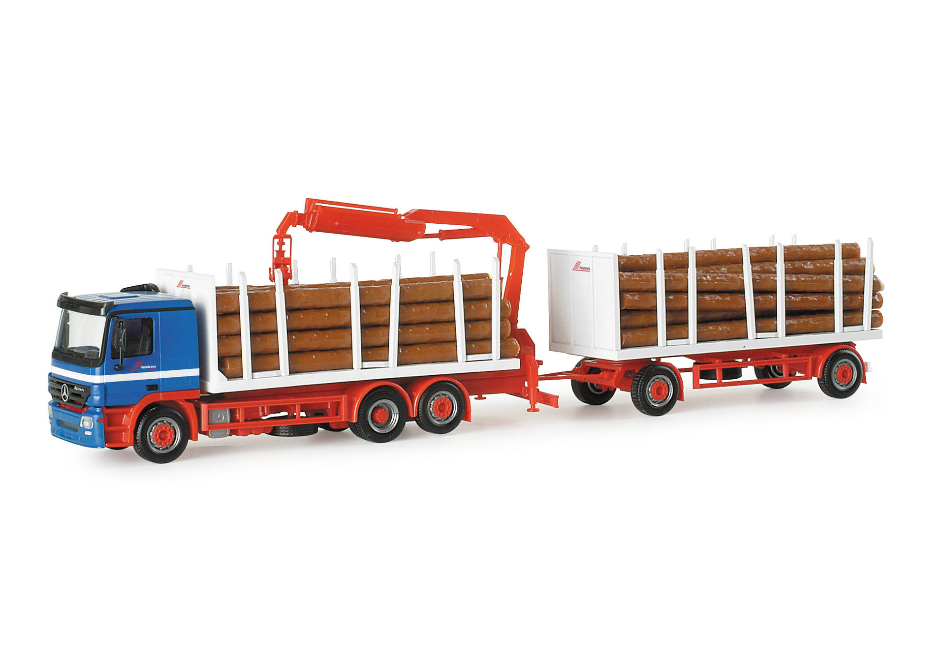 Mercedes-Benz Actros L stake trailer with loading "Riwatrans"