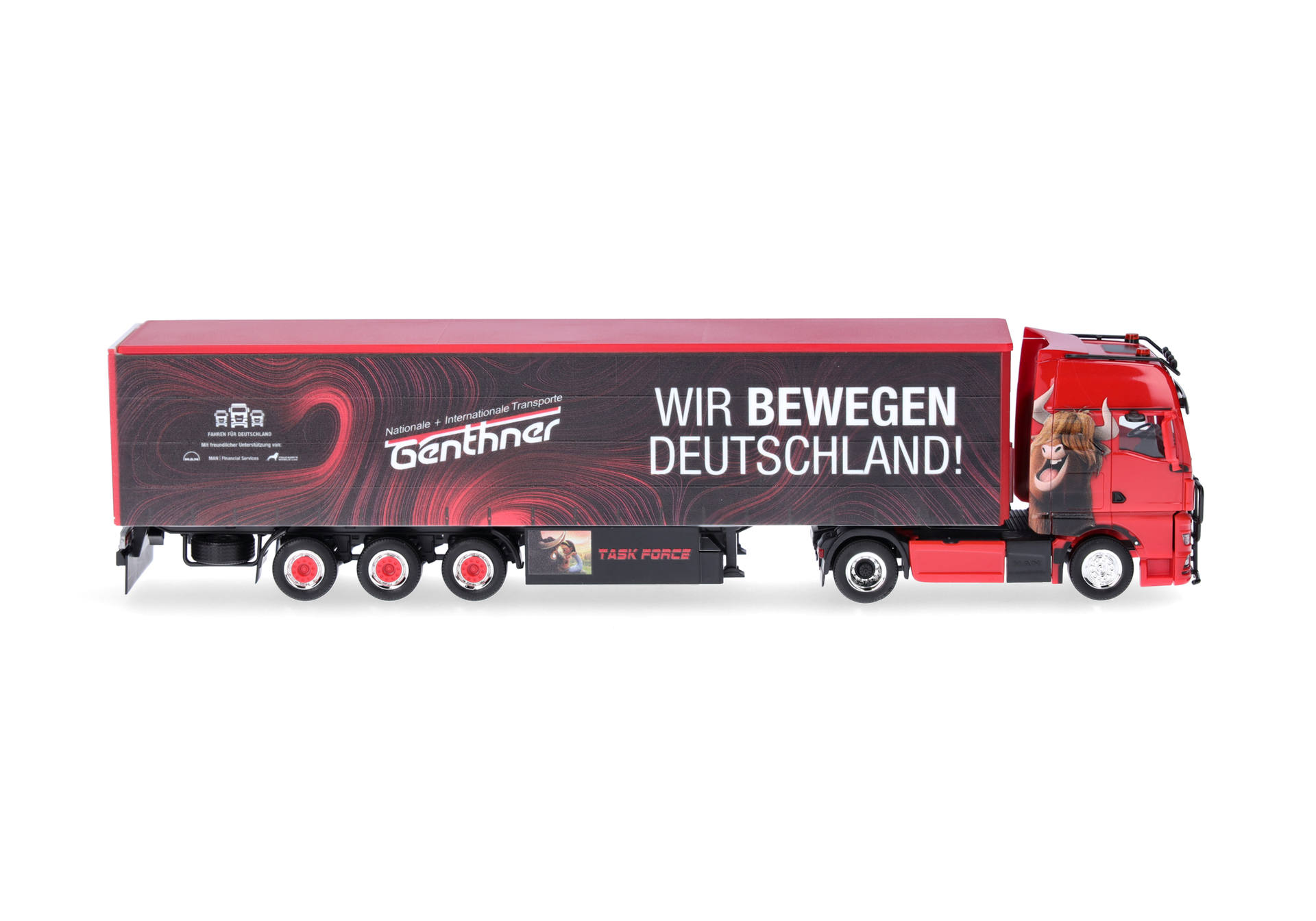 MAN TGX GX curtain canvas semitrailer truck "Genthner/We move Germany" (Baden-Wuerttemberg/Oberderdingen)