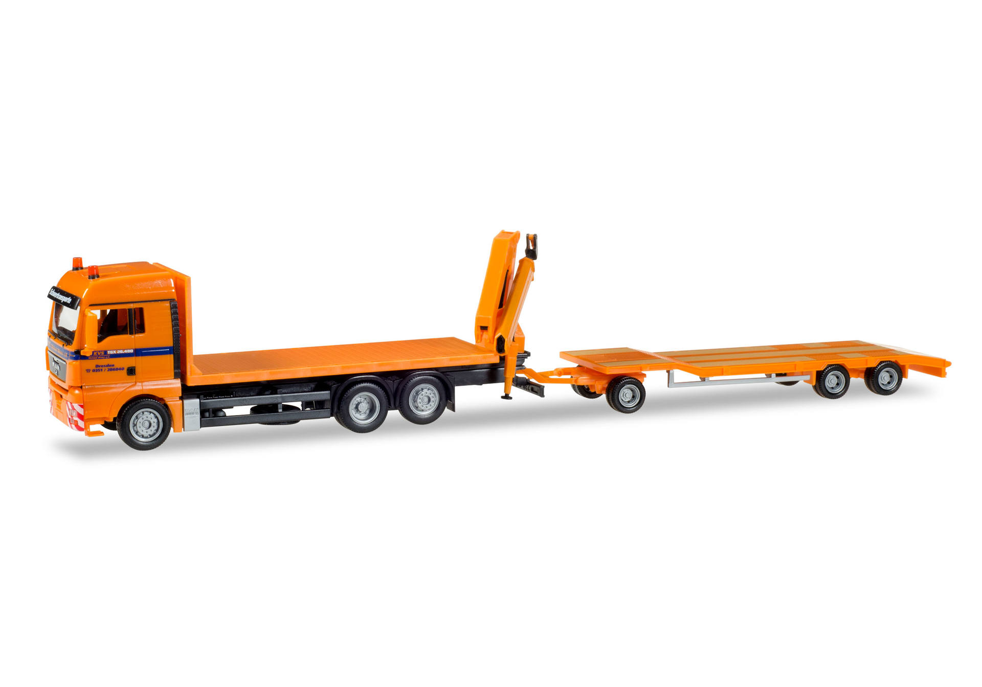 MAN TGX XLX Euro5 Rungenpritsche-Hängerzug mit Ladekran und Tu3-Anhänger „KVS”
