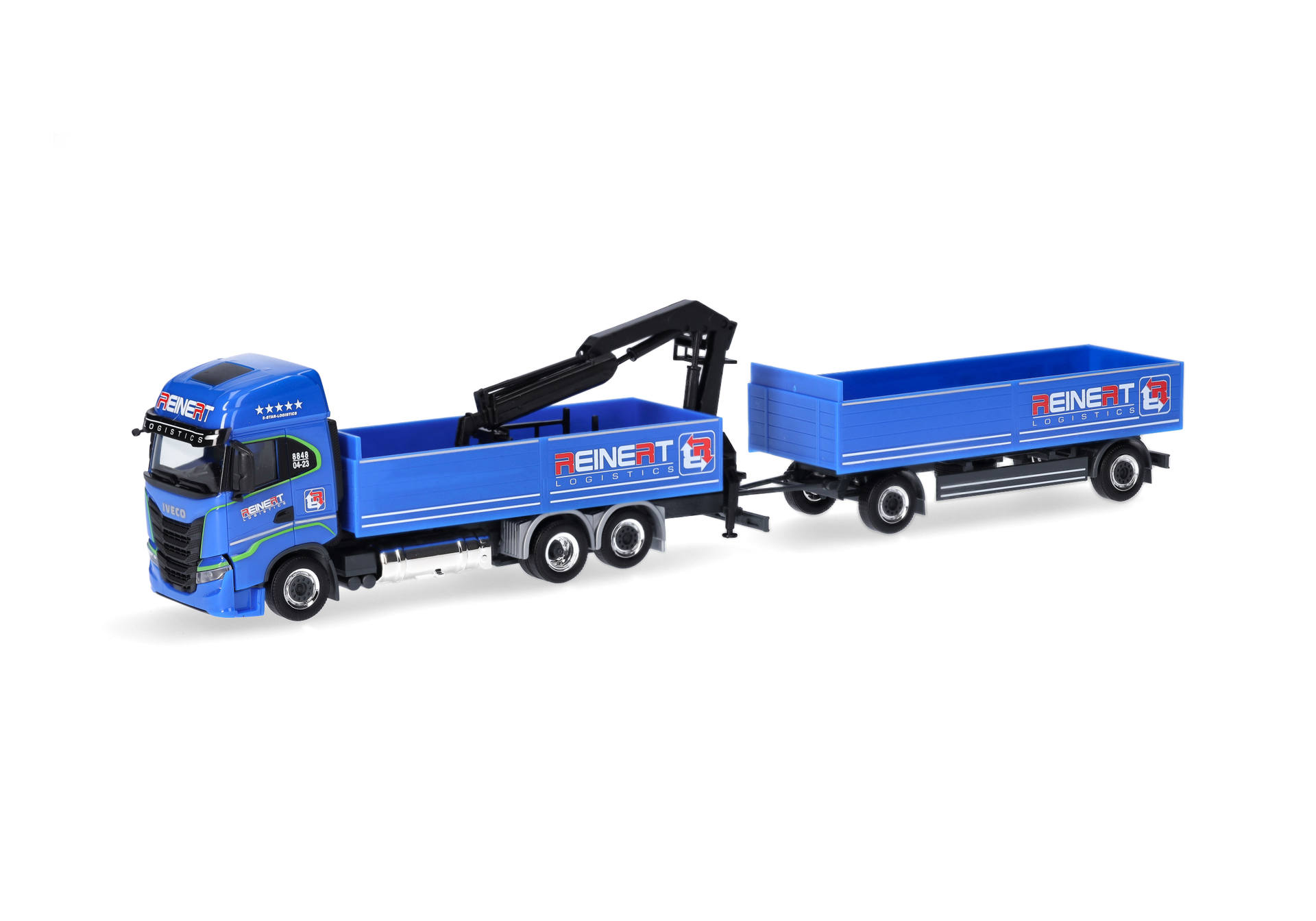 Iveco S-Way LNG Pritschen-Hängerzug mit Ladekran "Reinert Logistic" (Sachsen / Schleife)