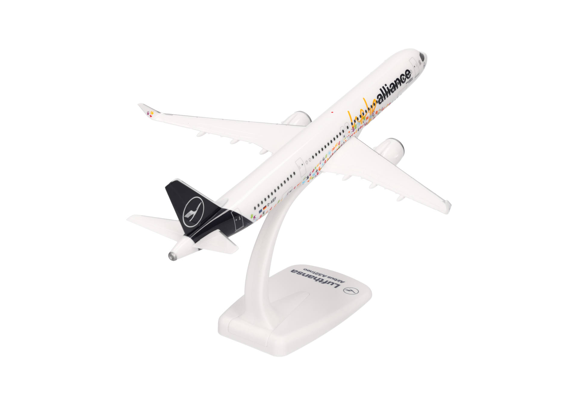 airplane, model, display stand, corporate livery, white aircraft