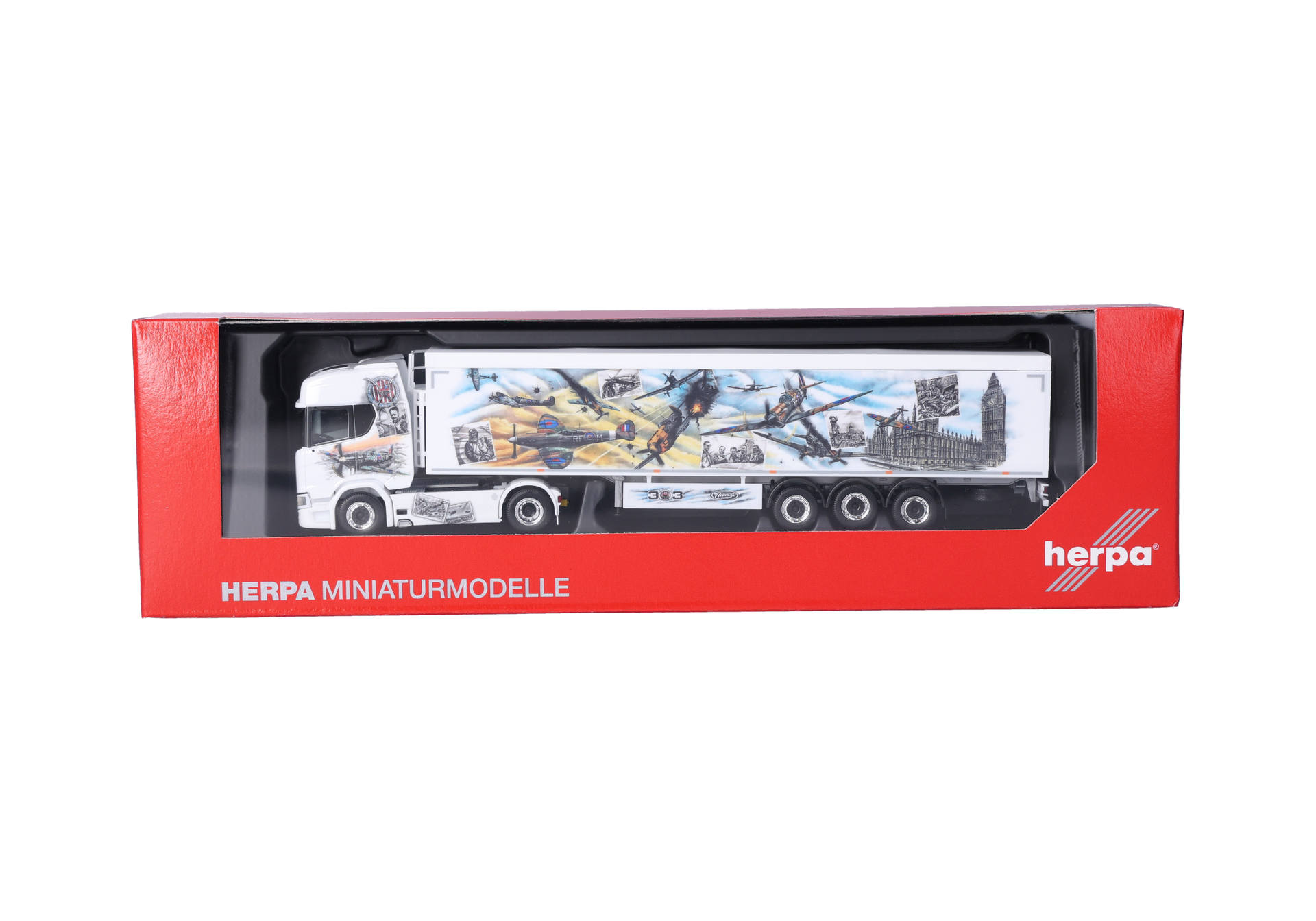 truck, semirealistic trailer, diecast, artwork, red box