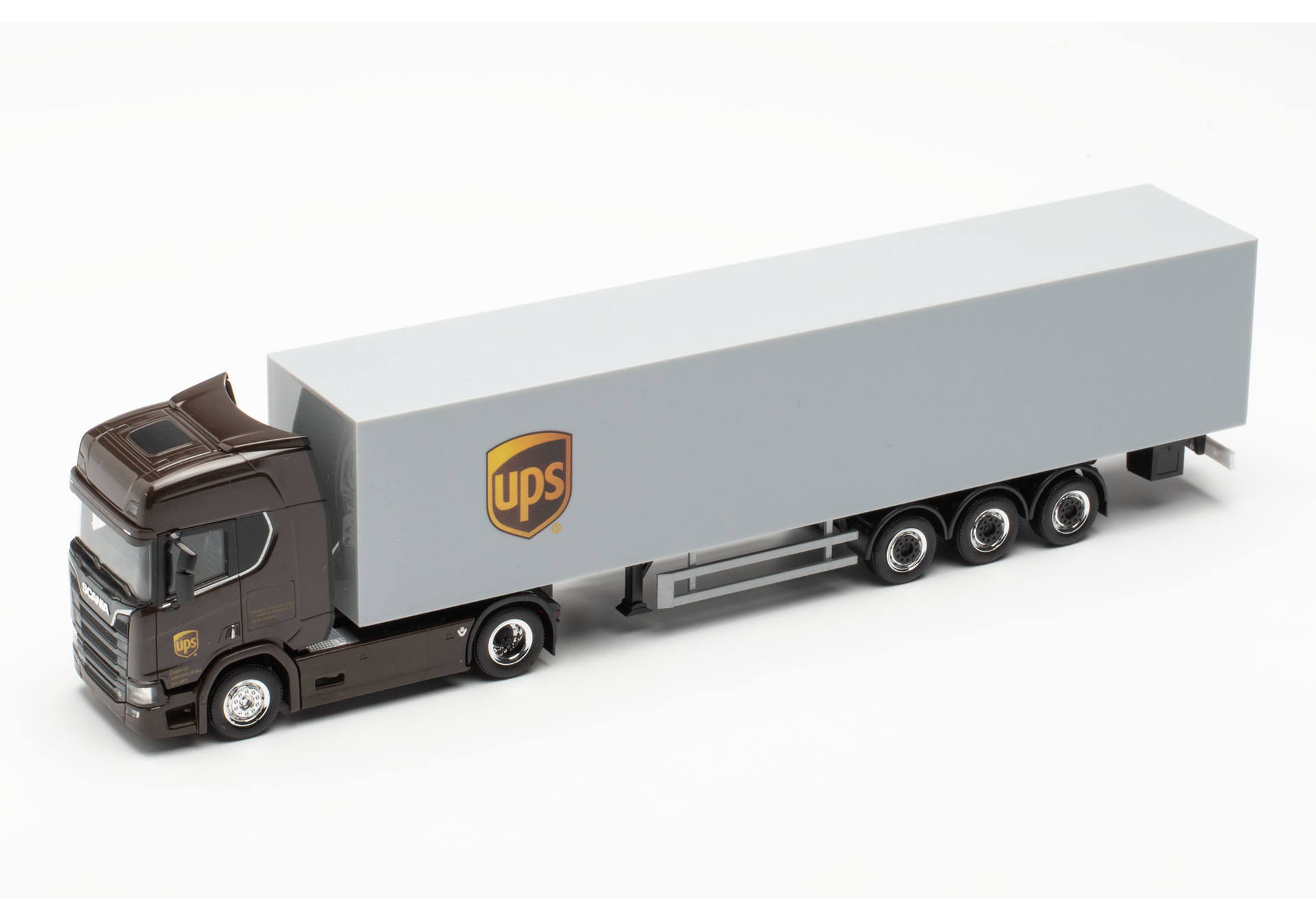 Scania CR 20 HD with two box semitrailer "UPS Spanien" (Spain/Madrid)