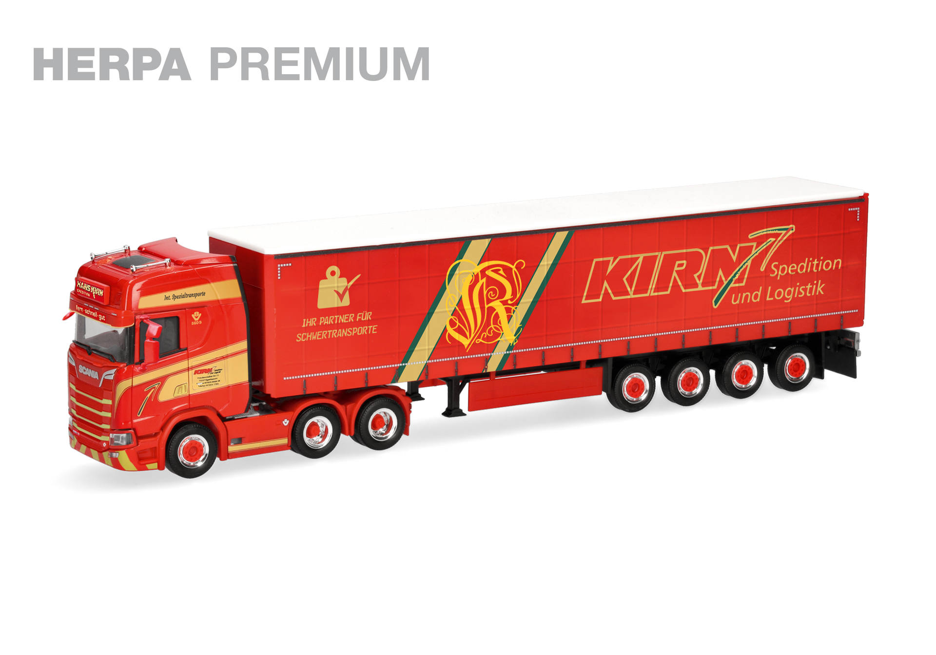 Herpa Premium: Scania CS 20 high roof curtain canvas semitrailer "Hans Kirn"