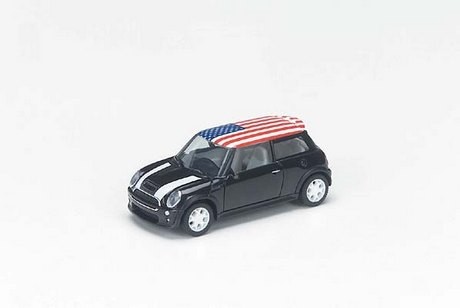 Mini New Mini USA roof with state flag printed herpa standard packaging red
