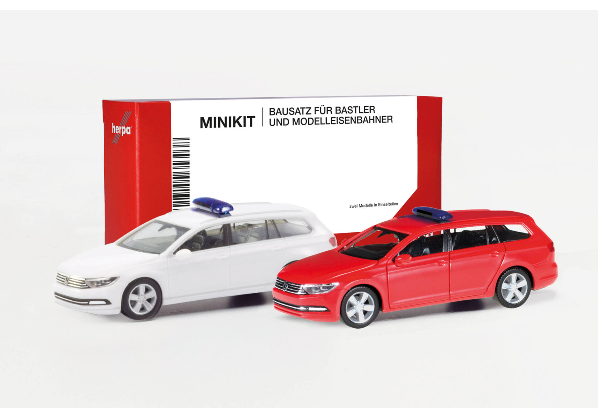 Herpa MiniKit: 2 x Volkswagen (VW) Passat Variant mit Warnbalken