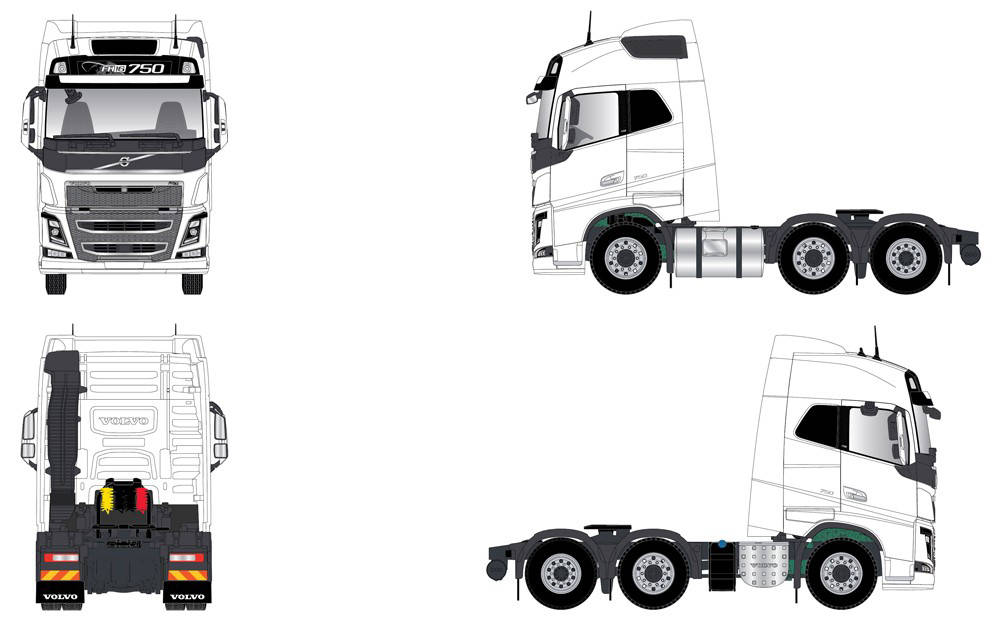 Volvo FH04 GL 6x2 rigid tractor
