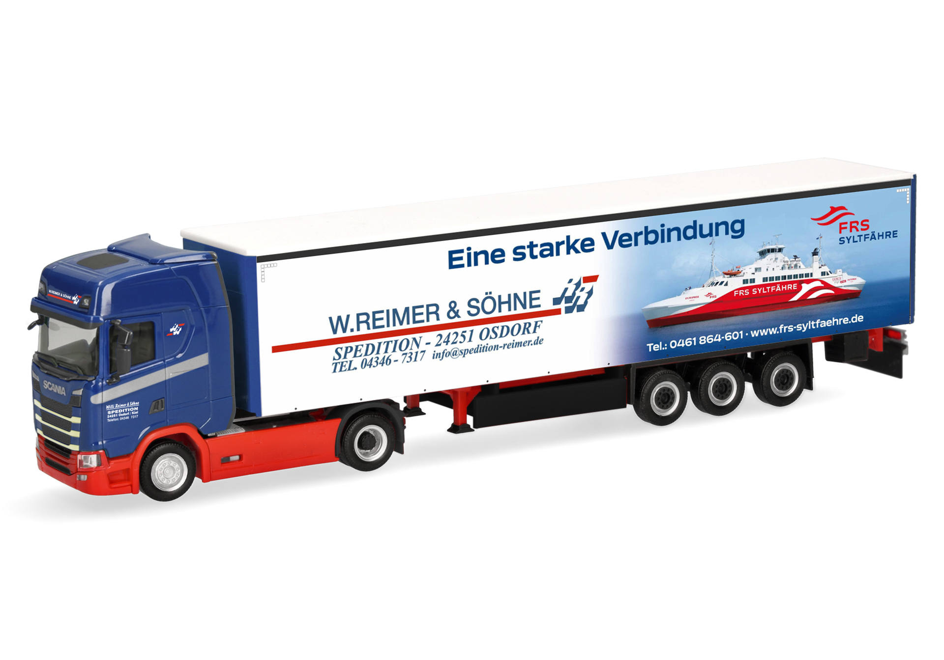 truck, trailer, semi, blue-red, advertising