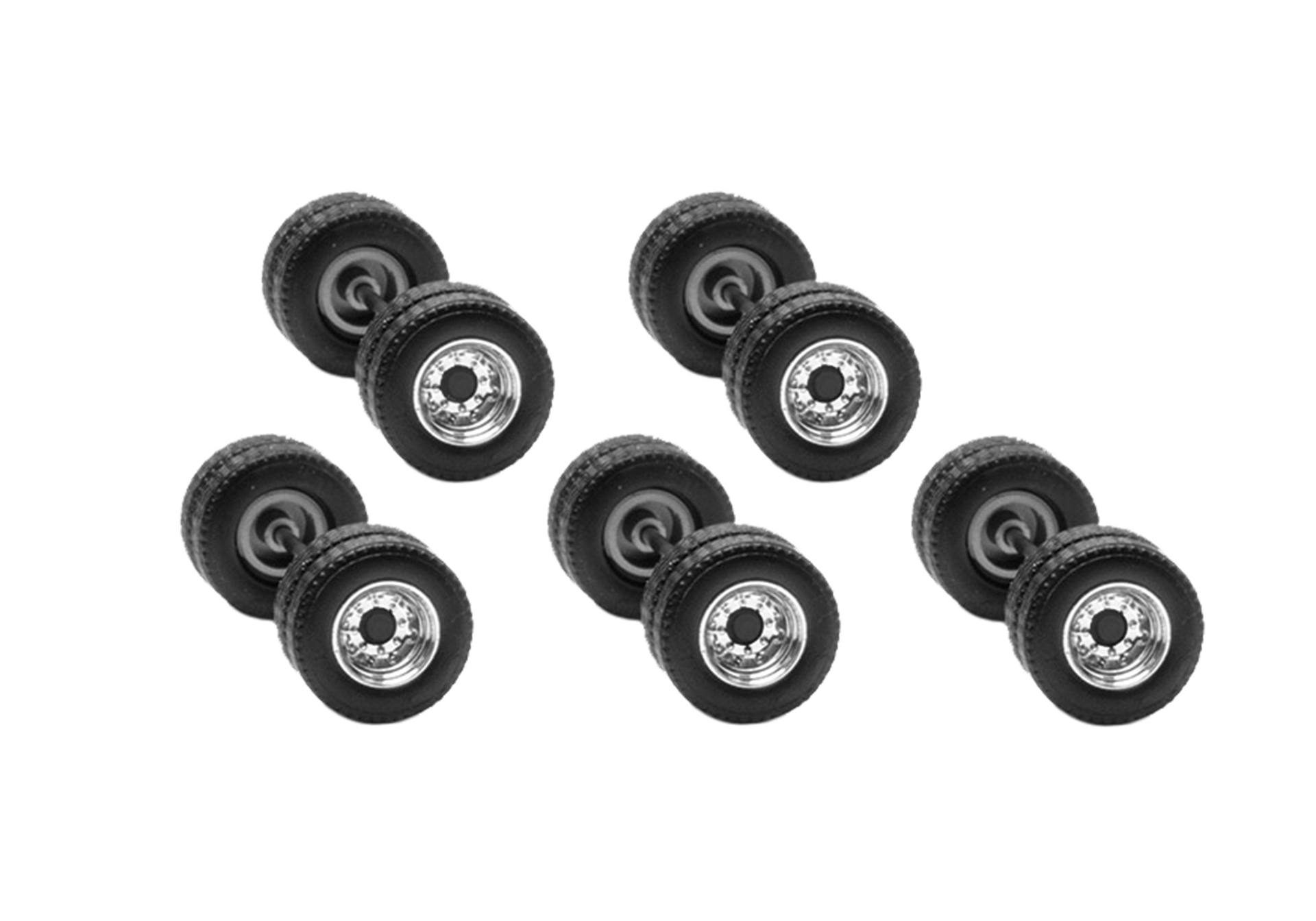 Accessory wheel-set for swedish box truck, chrome/black (10 wheel sets)