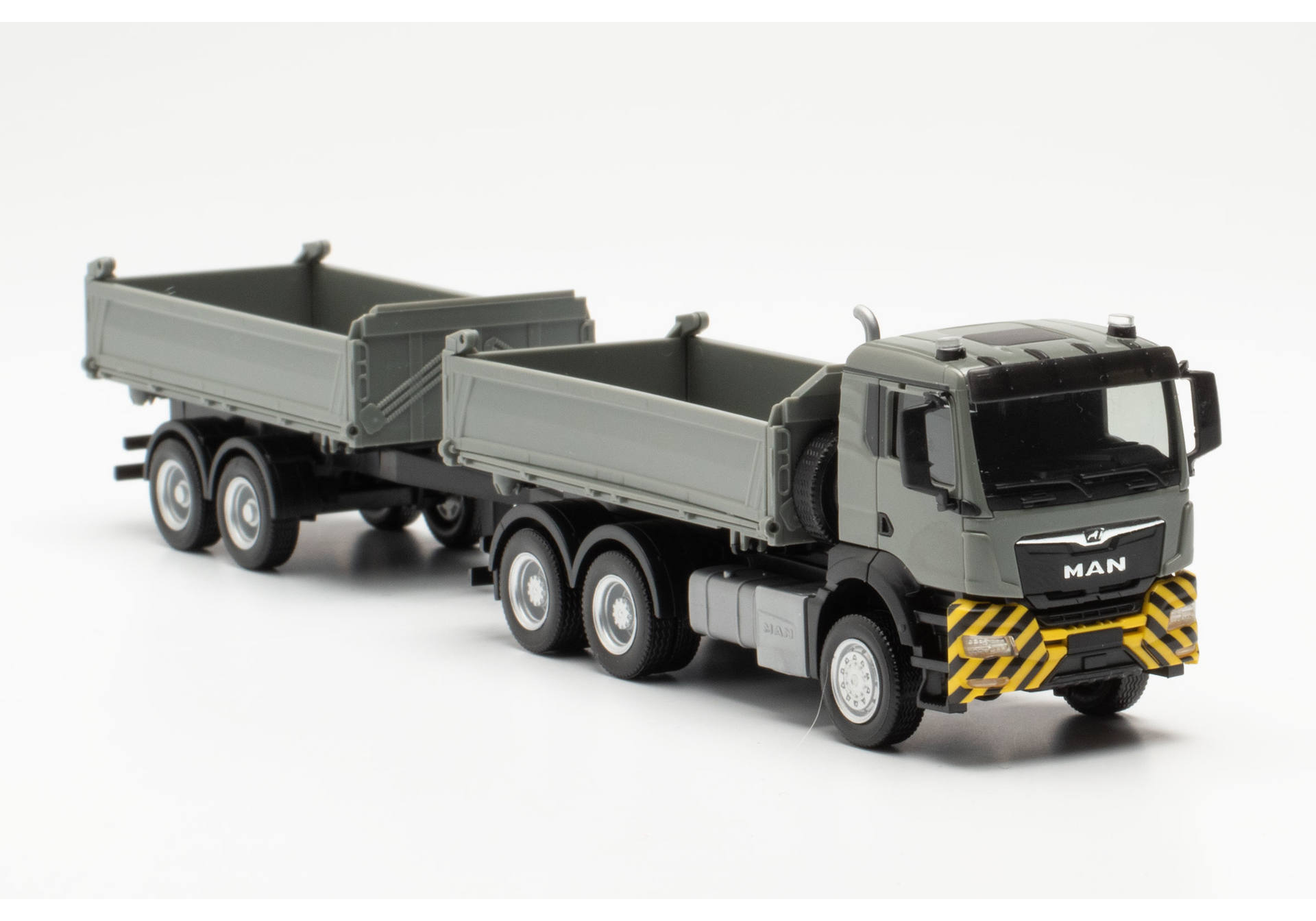 MAN TGS NN dump trailer truck, grey/yellow