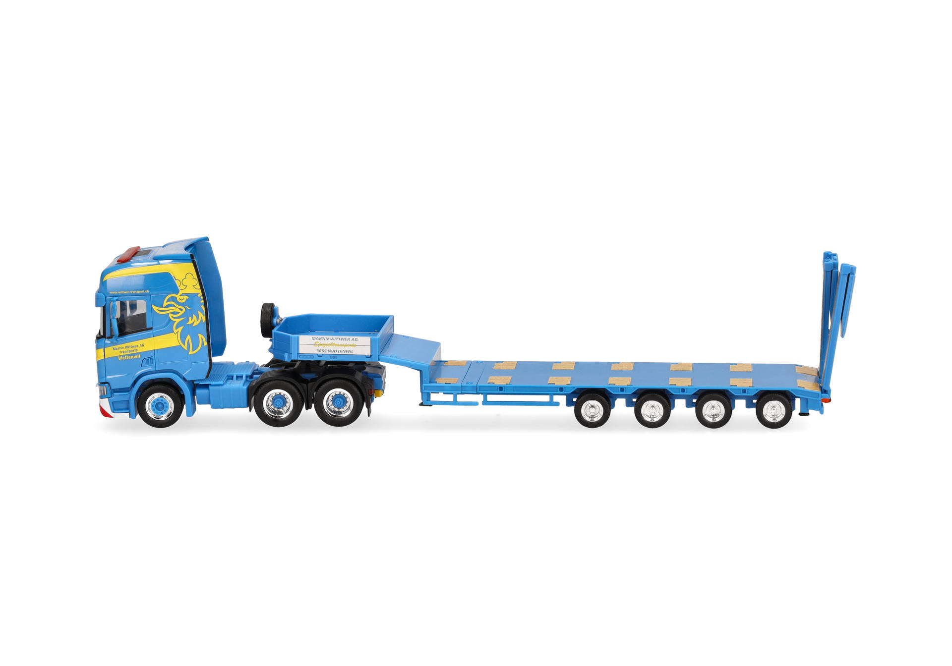 Scania CR 20 HD Semitieflade-Sattelzug mit Rampen "Martin Wittwer Wattenwil"