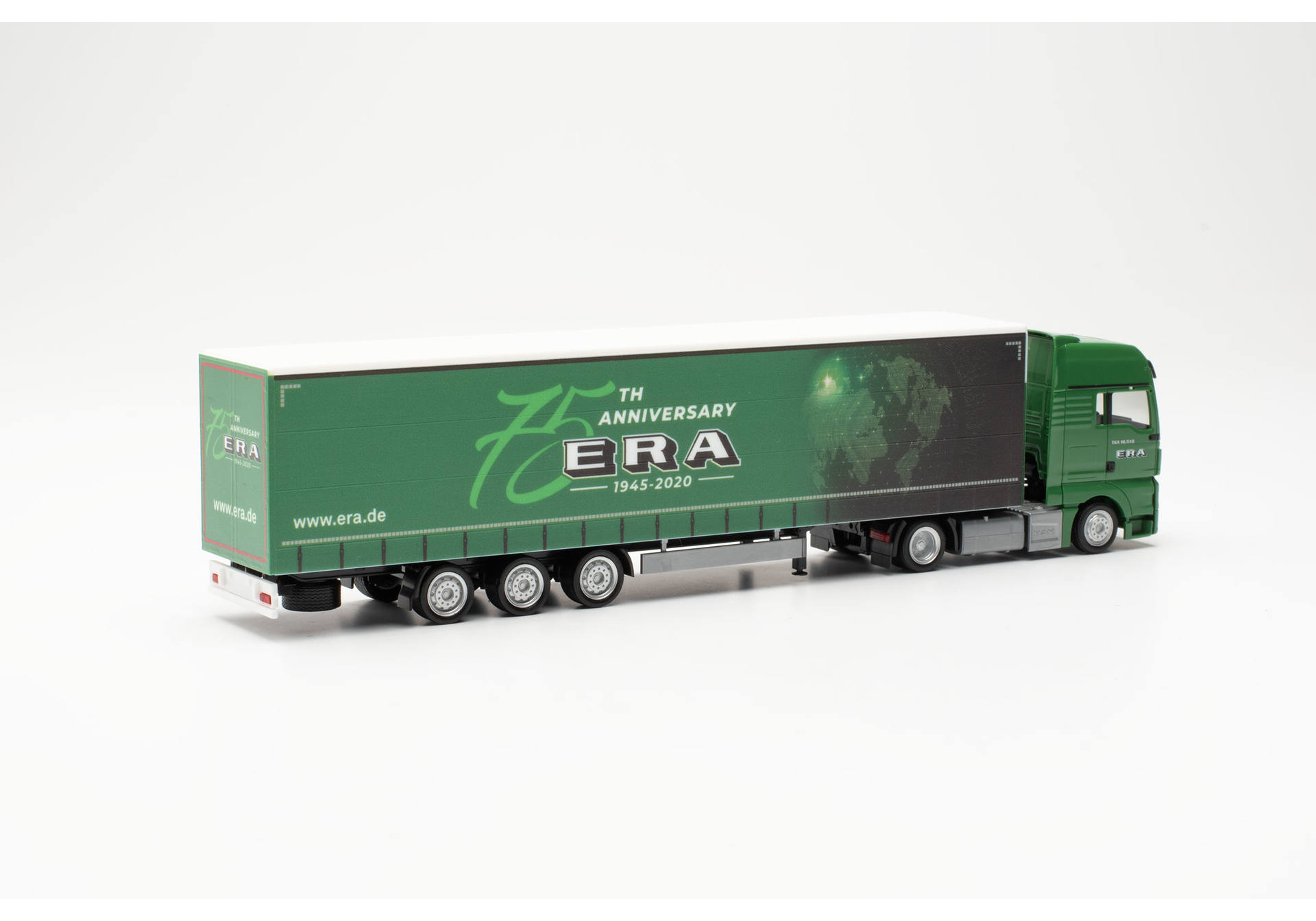 MAN TGX XXL Jumbo curtain canvas semitrailer truck „75 years ERA“ 