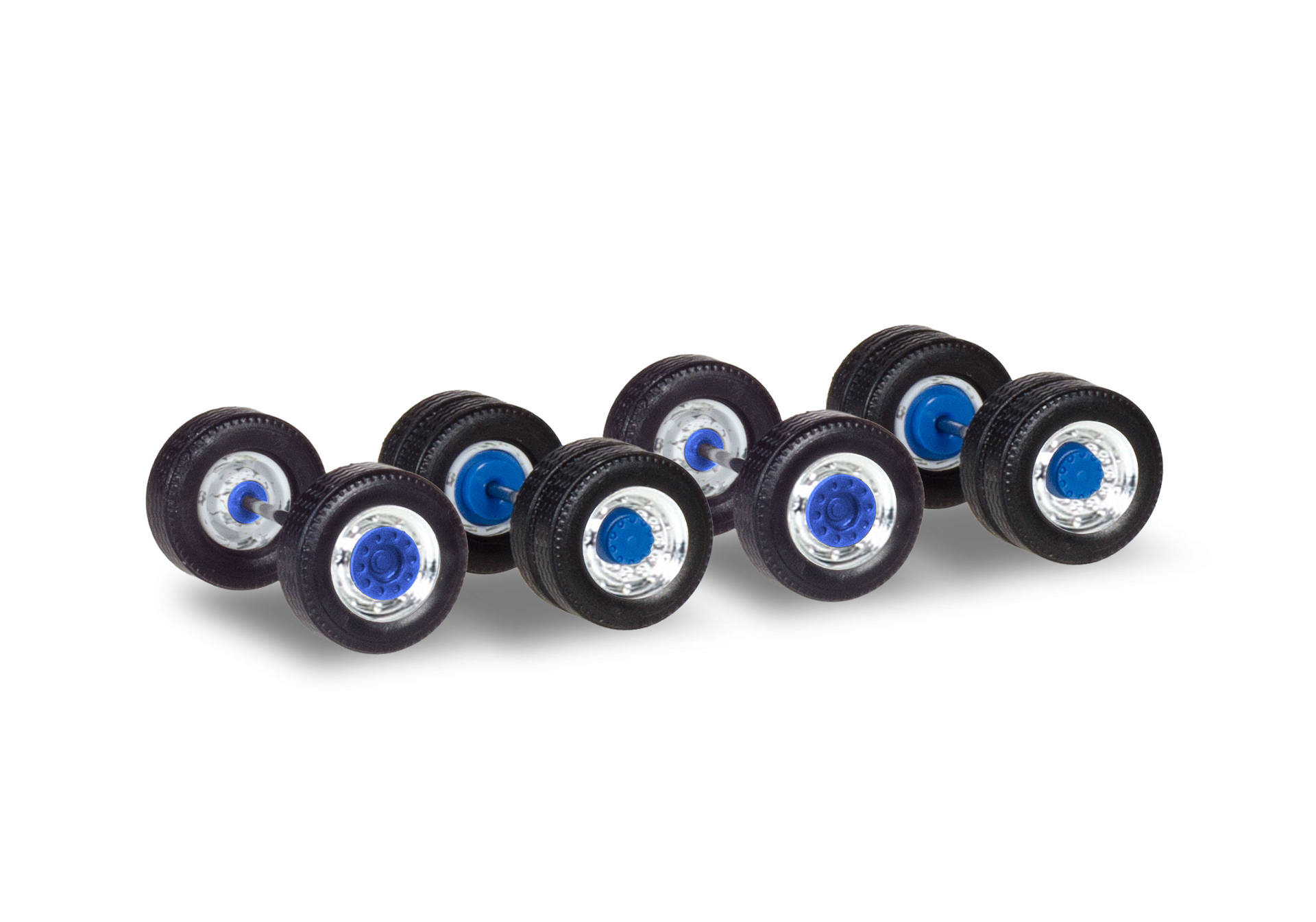 Set of wheels for trucks chromium/blue. Content: 5 pieces